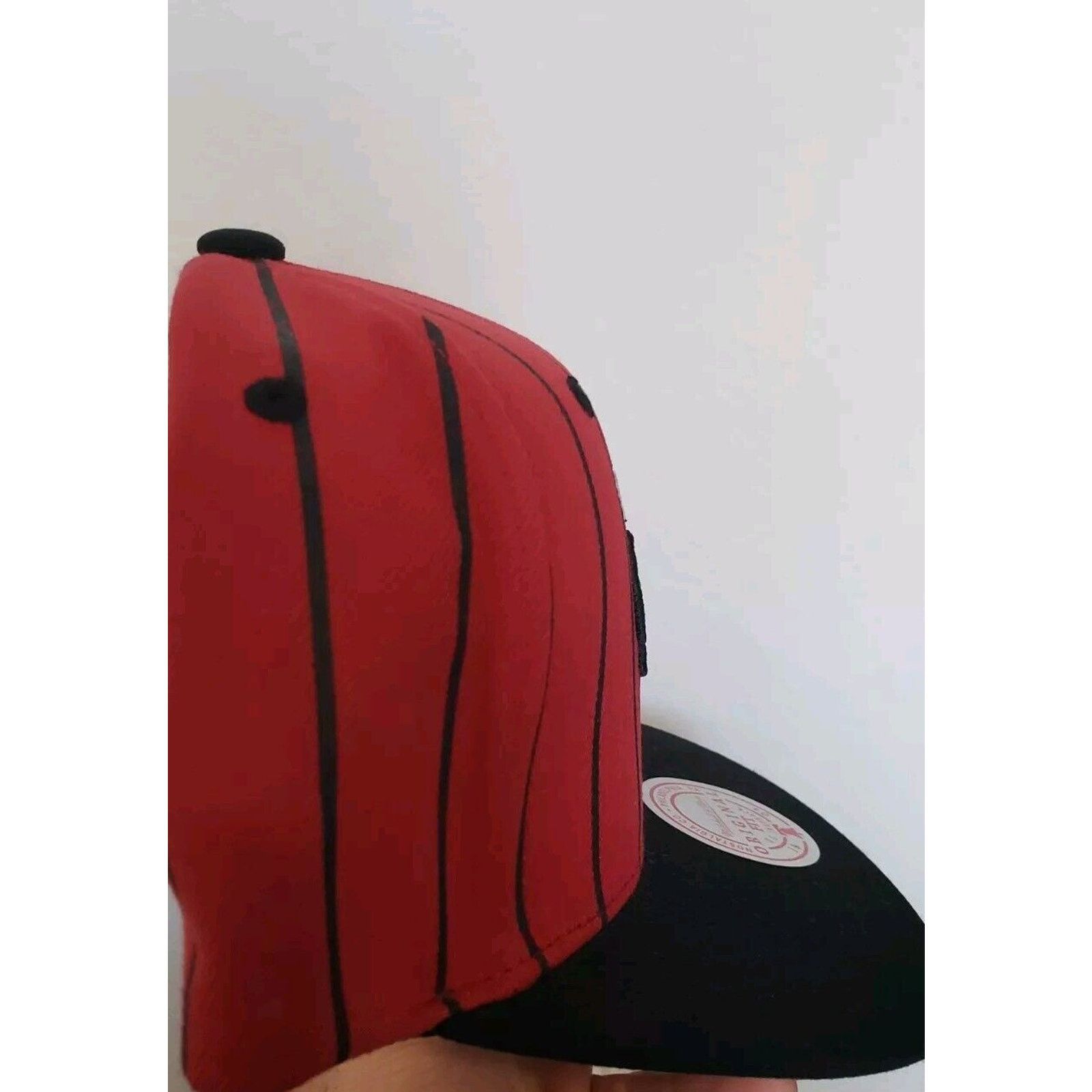 Mitchell & Ness Chicago Bulls Hat Cap Pinstripe Snapback Red Mitchell & Ness Size ONE SIZE - 2 Thumbnail