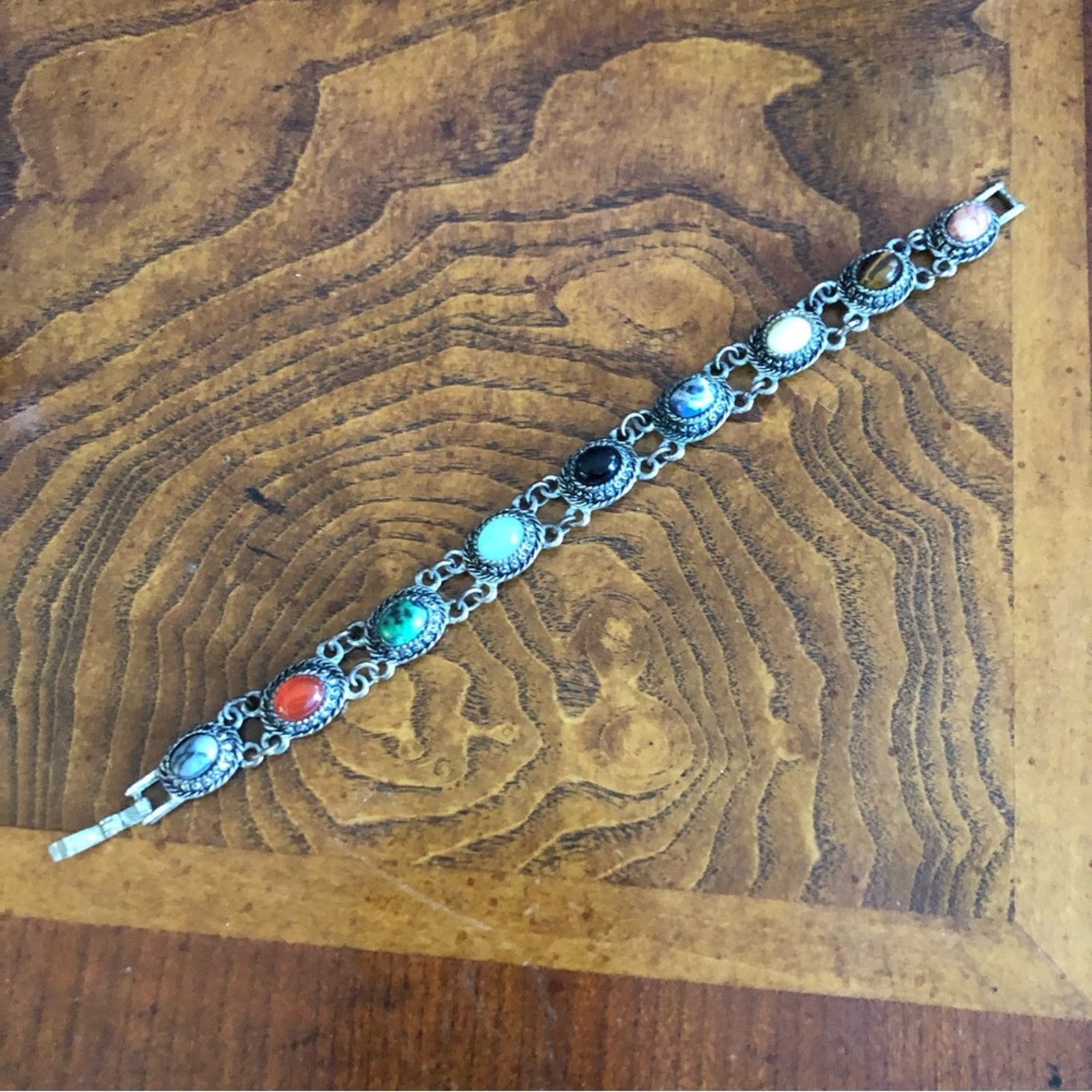 Vintage Vintage natural stone cabochon link bracelet Size ONE SIZE - 3 Thumbnail