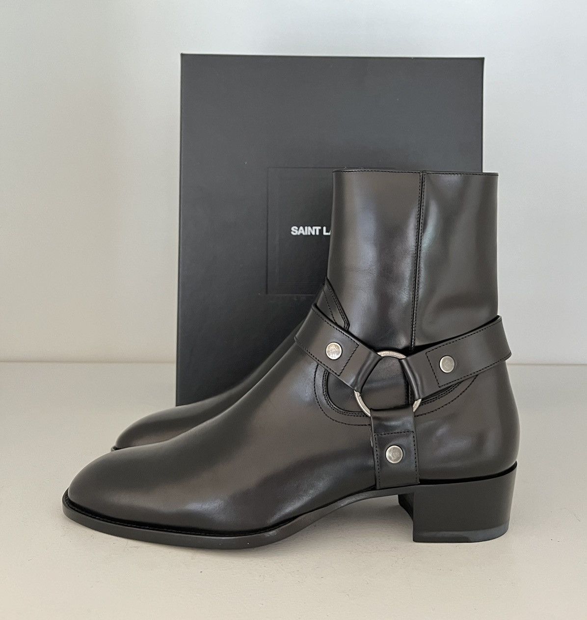 image of Saint Laurent Wyatt Harness Boots - Sz. 43 - Hedi Slimane in Black, Men's (Size 10)