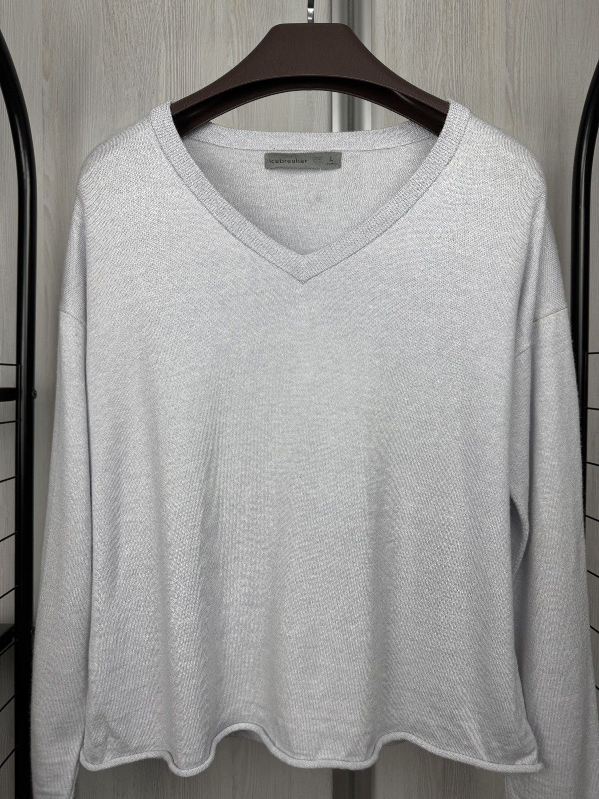 Icebreaker Icebreaker Wool Linen grey outdoor hiking sweater size L Size L / US 10 / IT 46 - 3 Thumbnail