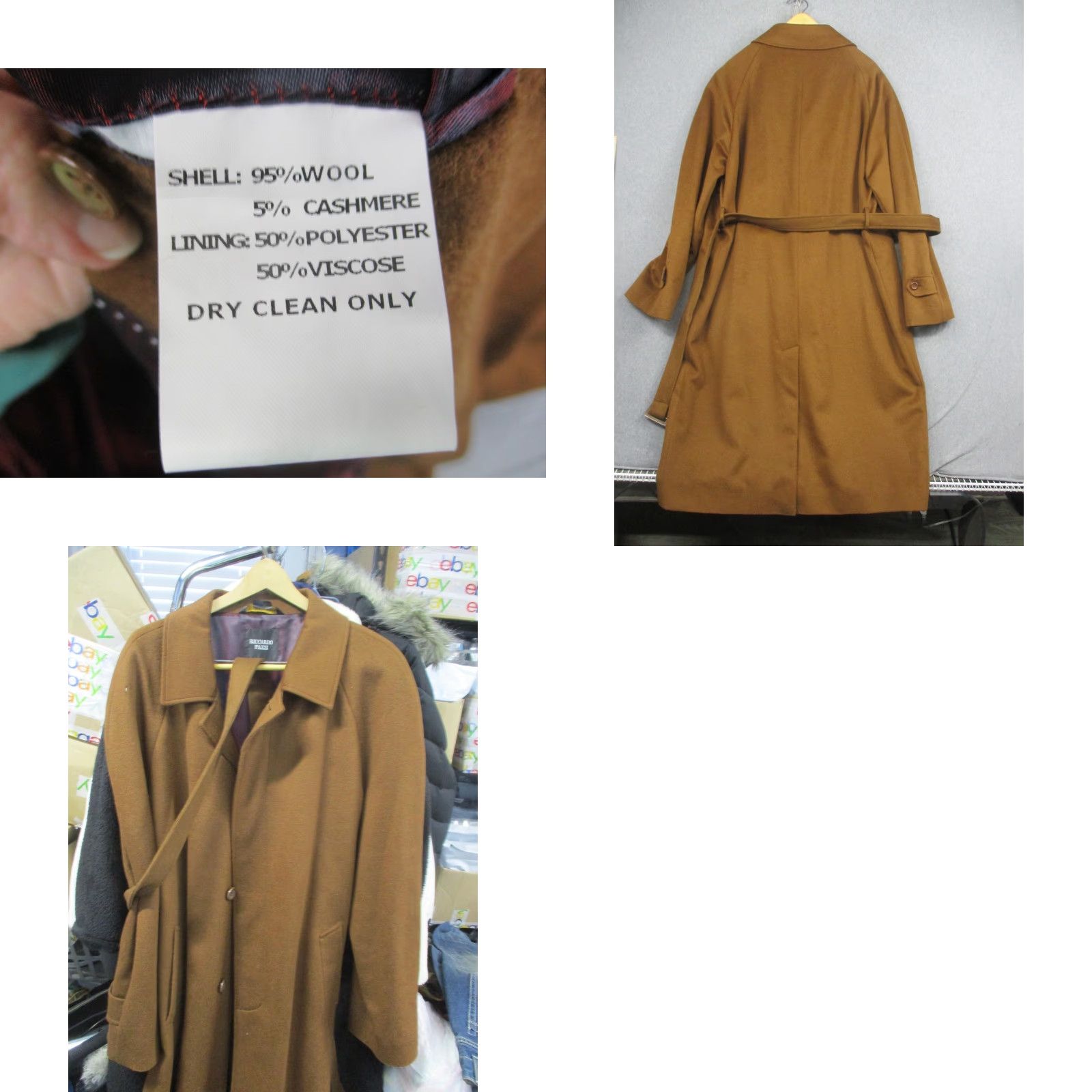 Vintage Riccardo Fazzi Overcoat Mens 44 Brown Wool Cashmere Blend Belted Long Coat Size US S / EU 44-46 / 1 - 9 Thumbnail