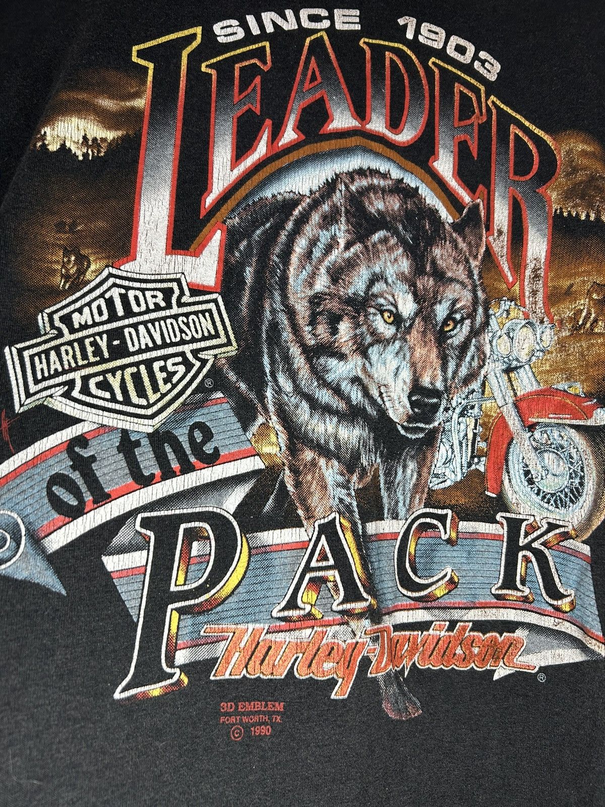 Harley Davidson Vintage 90s Harley Davidson 3D Emblem Leader Of The Pack T Size US XL / EU 56 / 4 - 3 Thumbnail