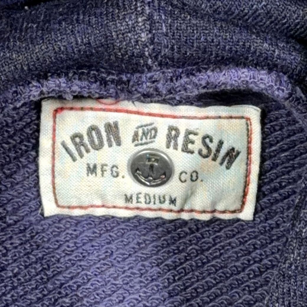 Vintage Iron and Resin Sweater Shirt Adult MEDIUM Blue Pullover Hooded Sweatshirt USA Size US M / EU 48-50 / 2 - 6 Thumbnail