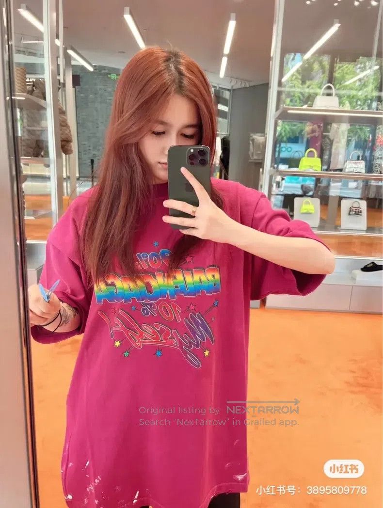 Balenciaga Balenciaga Pink Washed Destroyed Splatter Short Sleeve Size US M / EU 48-50 / 2 - 8 Thumbnail