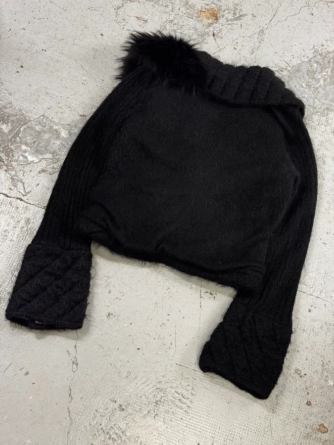 Roberto Cavalli 2000s Roberto Cavalli Black Wool Quilted Fox Fur Collar Cardigan Size L / US 10 / IT 46 - 10 Thumbnail