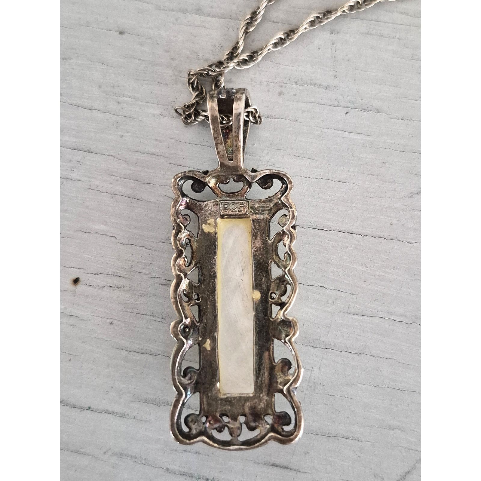 Other Vintage Sterling Silver Mother of Pearl Necklace Size ONE SIZE - 3 Thumbnail