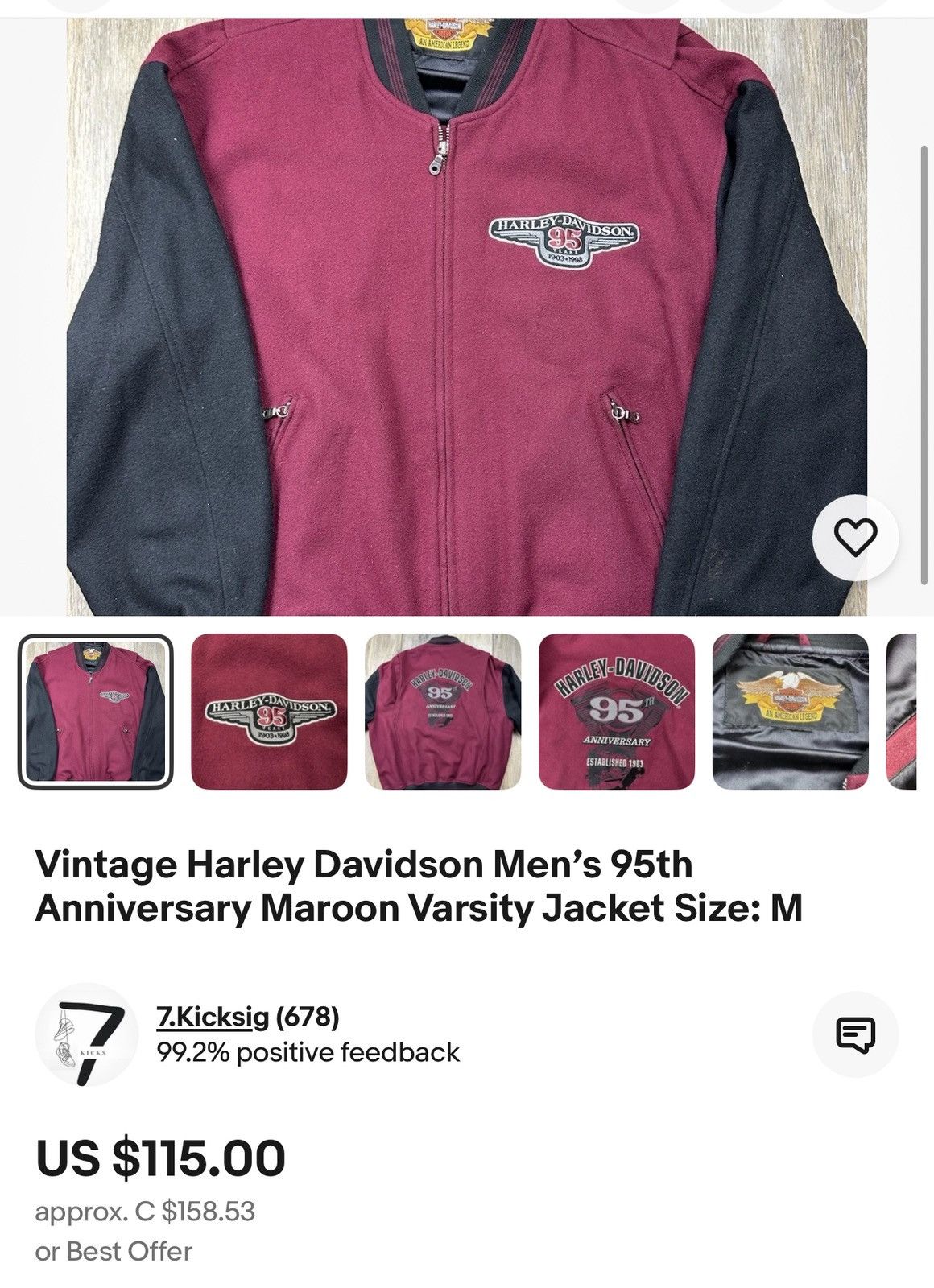 Harley Davidson HARLEY-DAVIDSON 95th Anniversary Varsity Letterman Jacket XL Size US XL / EU 56 / 4 - 9 Thumbnail