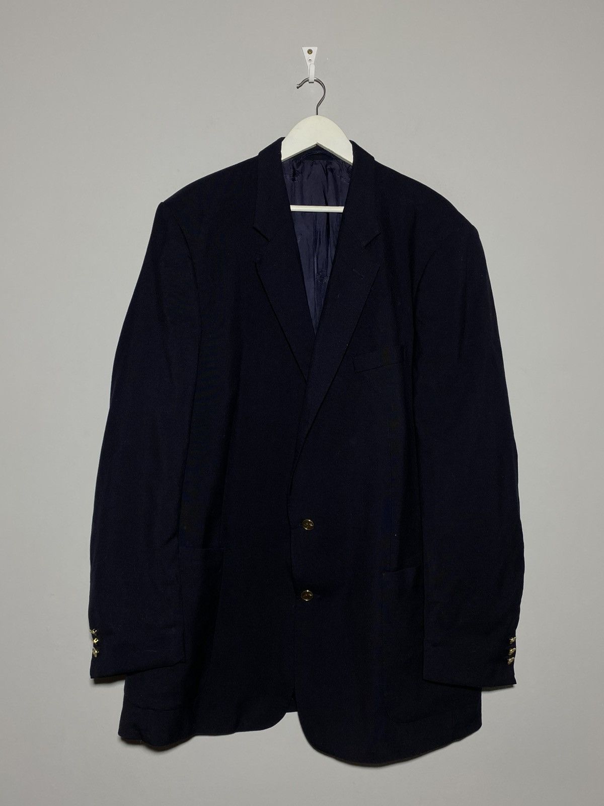 Burberry Vintage 90s Burberrys Blazer Jacket With Gold Logo Button Size 50R - 1 Thumbnail