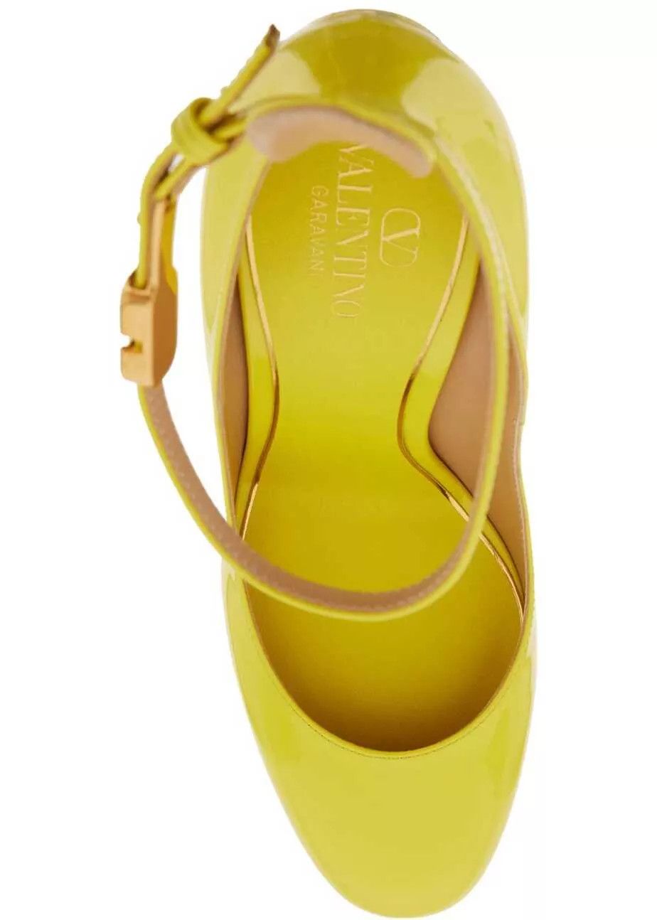 Valentino o1s22i1n0924 Tan-Go Patent Leather Platform Pumps in Yellow Size US 9 / IT 39 - 3 Thumbnail