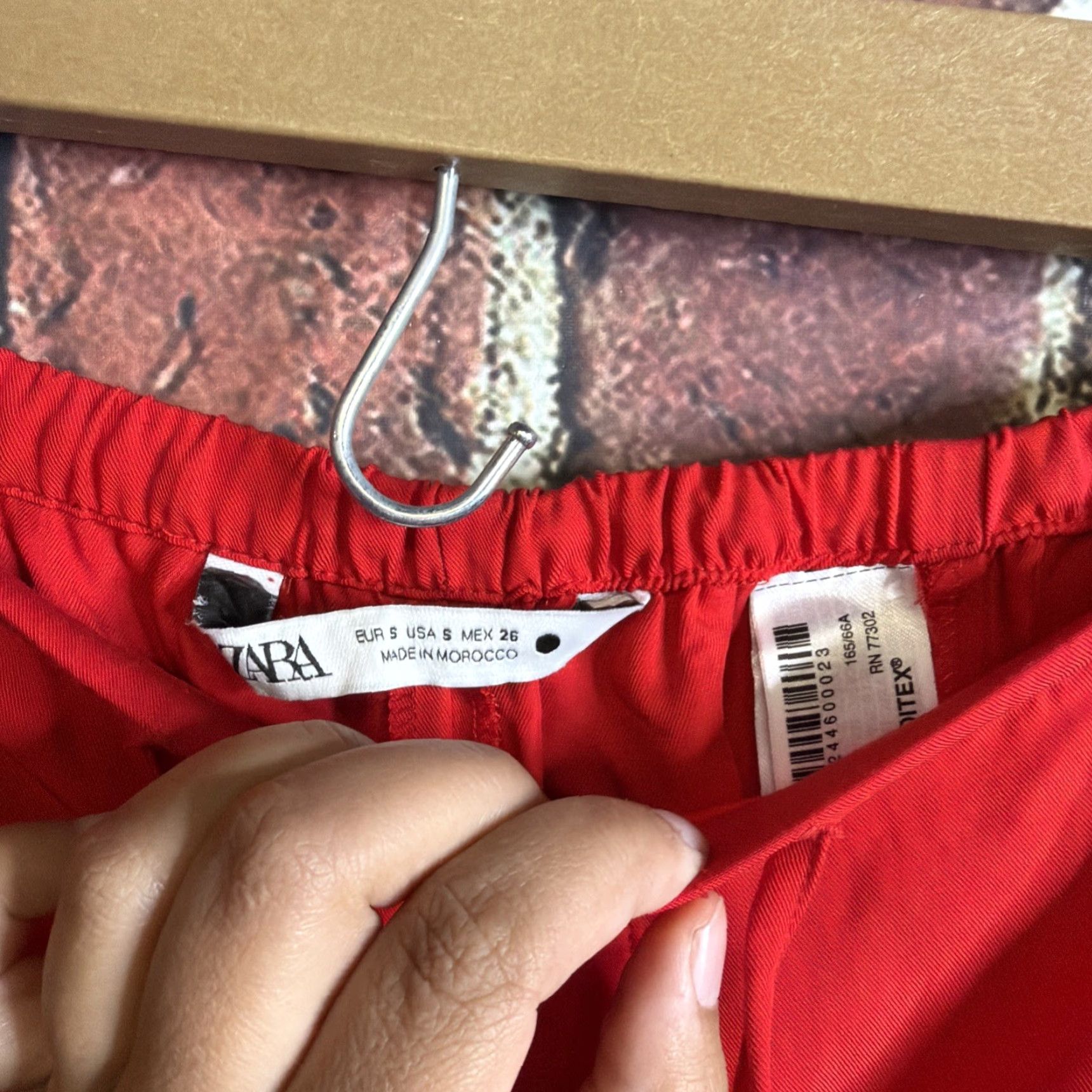 Zara Zara Pants Women's Red Size S Slim Ankle Elastic Waist Drawstring Pockets Casual City Resort Size 28" / US 6 / IT 42 - 2 Thumbnail