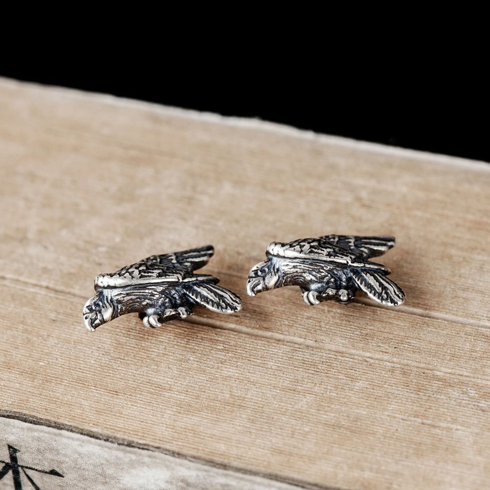 Diamond Earrings x Jewelry Eagle Vintage Earrings One Pairs Chrome Jewelry in Silver, Men's