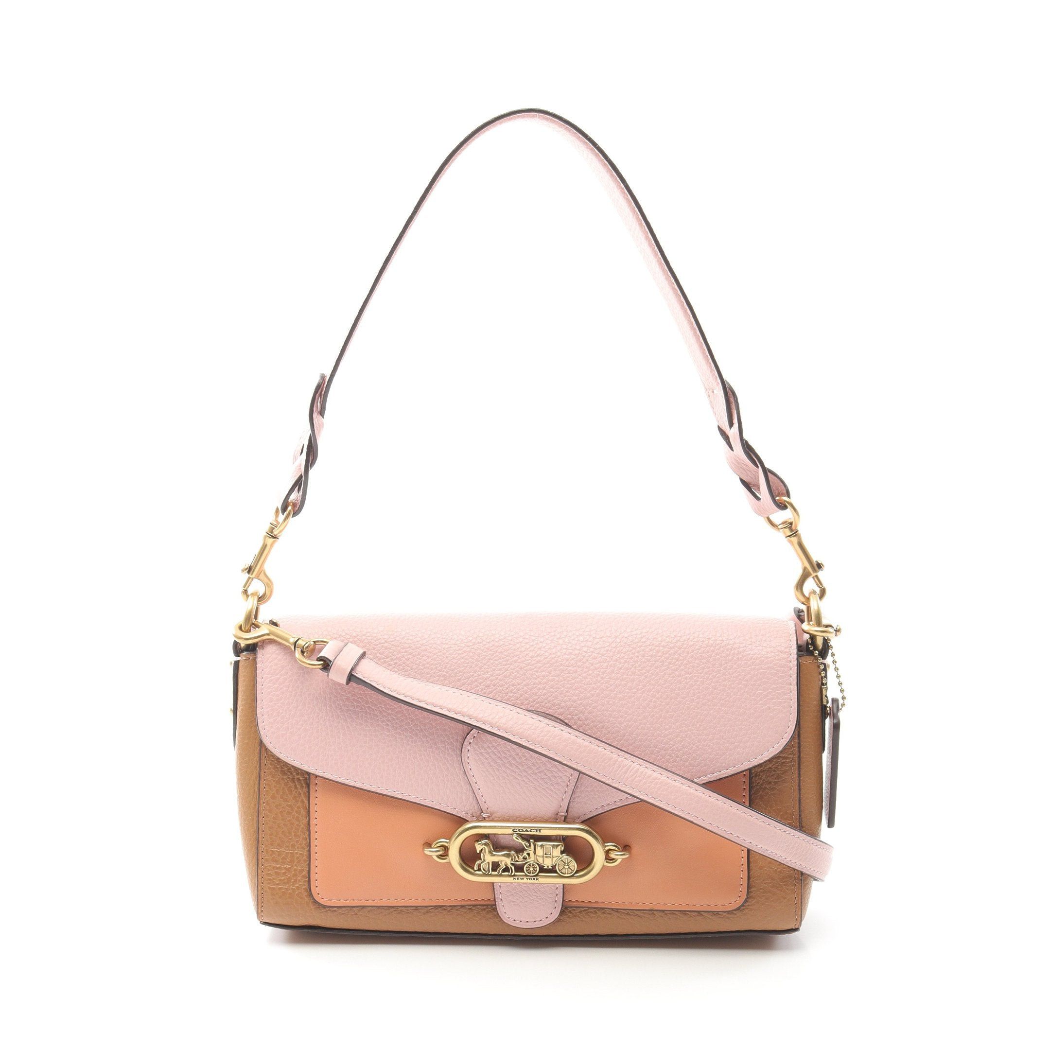 Coach Coach Shoulder Bag Leather Pink Brown Coral Orange Size ONE SIZE - 1 Thumbnail