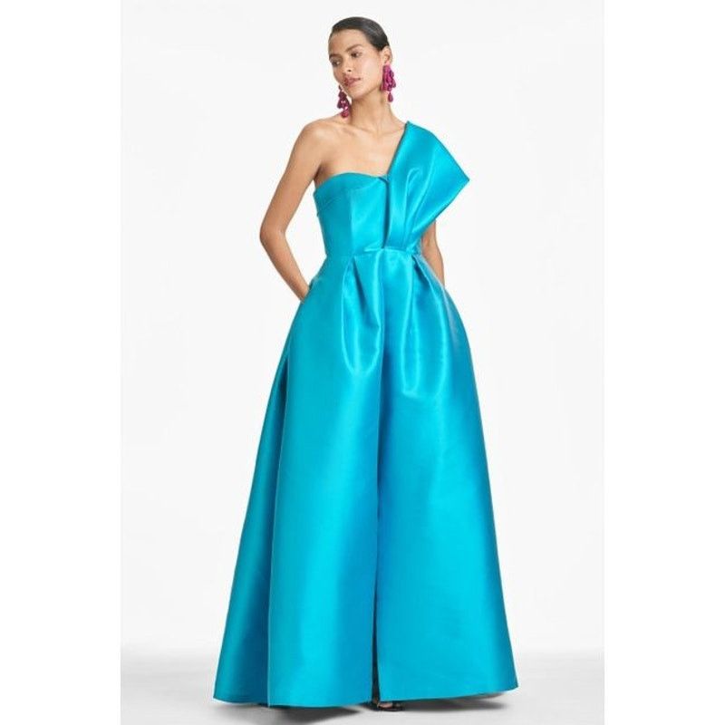 Sachin & Babi SACHIN + BABI “Clarissa” One-Shoulder Gown in Aqua – 0 NWT Size XS / US 0-2 / IT 36-38 - 1 Thumbnail