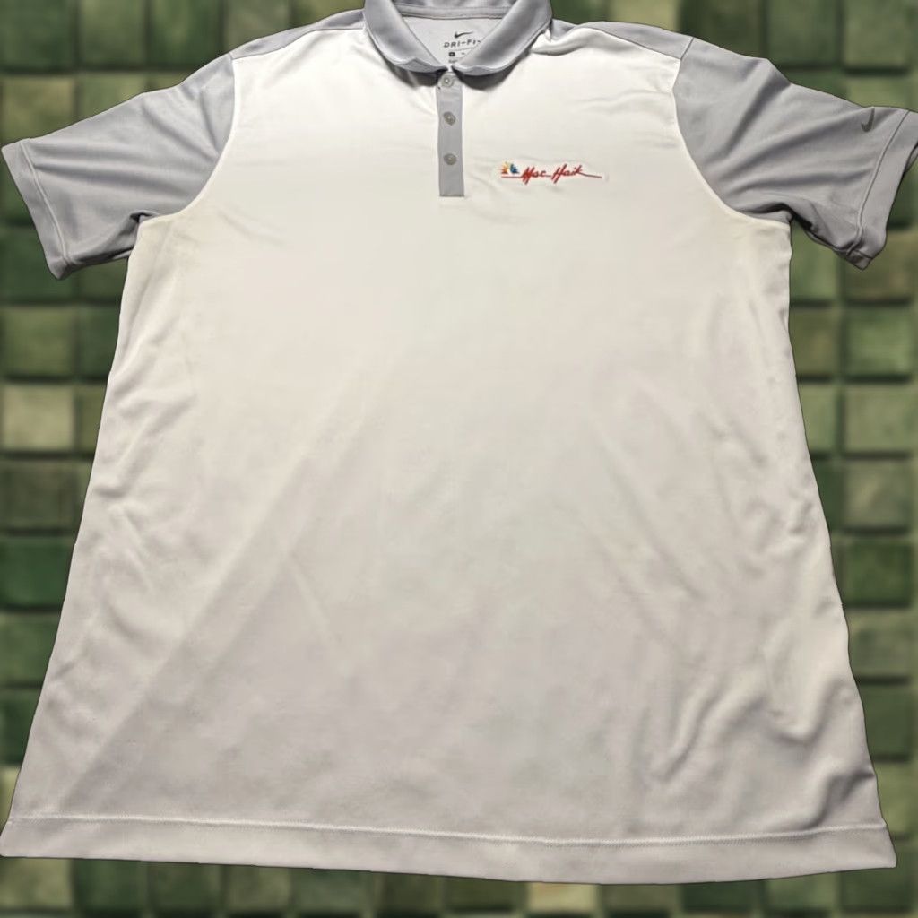 Nike Nike Golf Polo Shirt Mens XL White Dri-FIT Colorblock Logo Mac Haik 746101 Size US XL / EU 56 / 4 - 1 Thumbnail