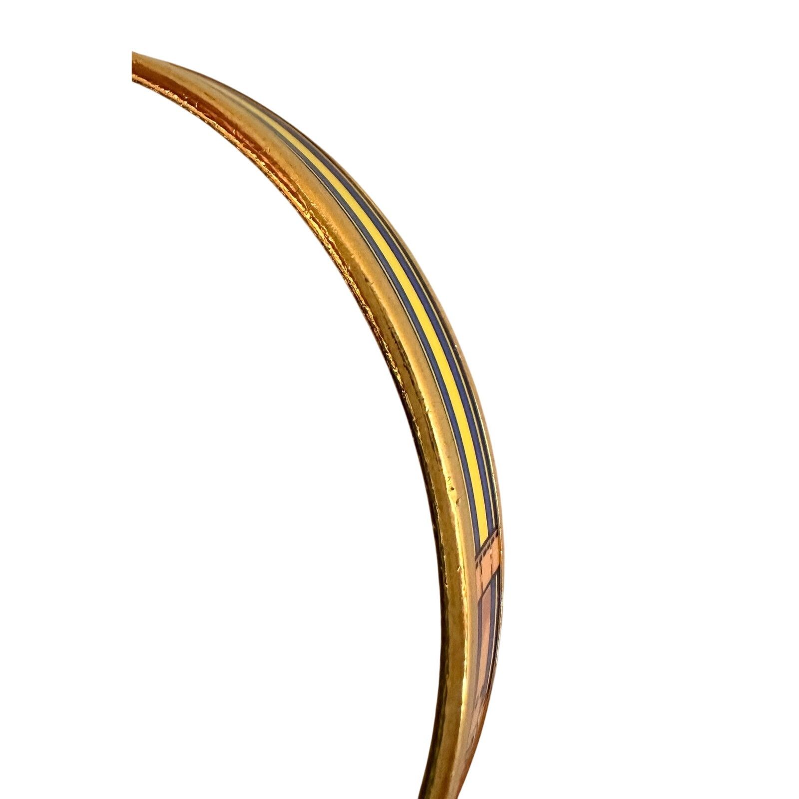 Hermes Hermès Belt Motif Enamel and Gold Plate Bangle Bracelet Size ONE SIZE - 16 Thumbnail