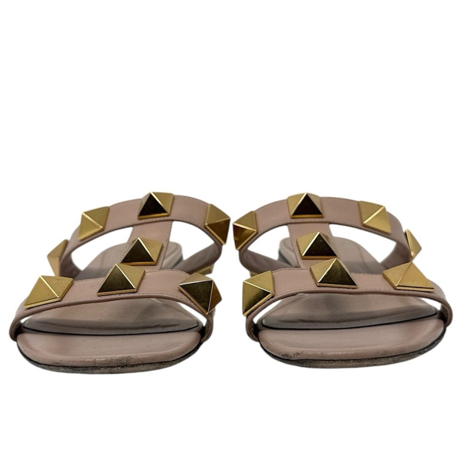 Valentino Valentino Garavani Roman Stud Flat Slide Neutral Sandals Size US 7 / IT 37 - 3 Thumbnail
