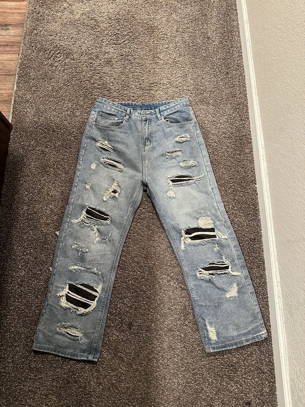 Japanese Brand × Vintage Supper ripped baggy denim jeans Size US 38 / EU 54 - 1 Thumbnail