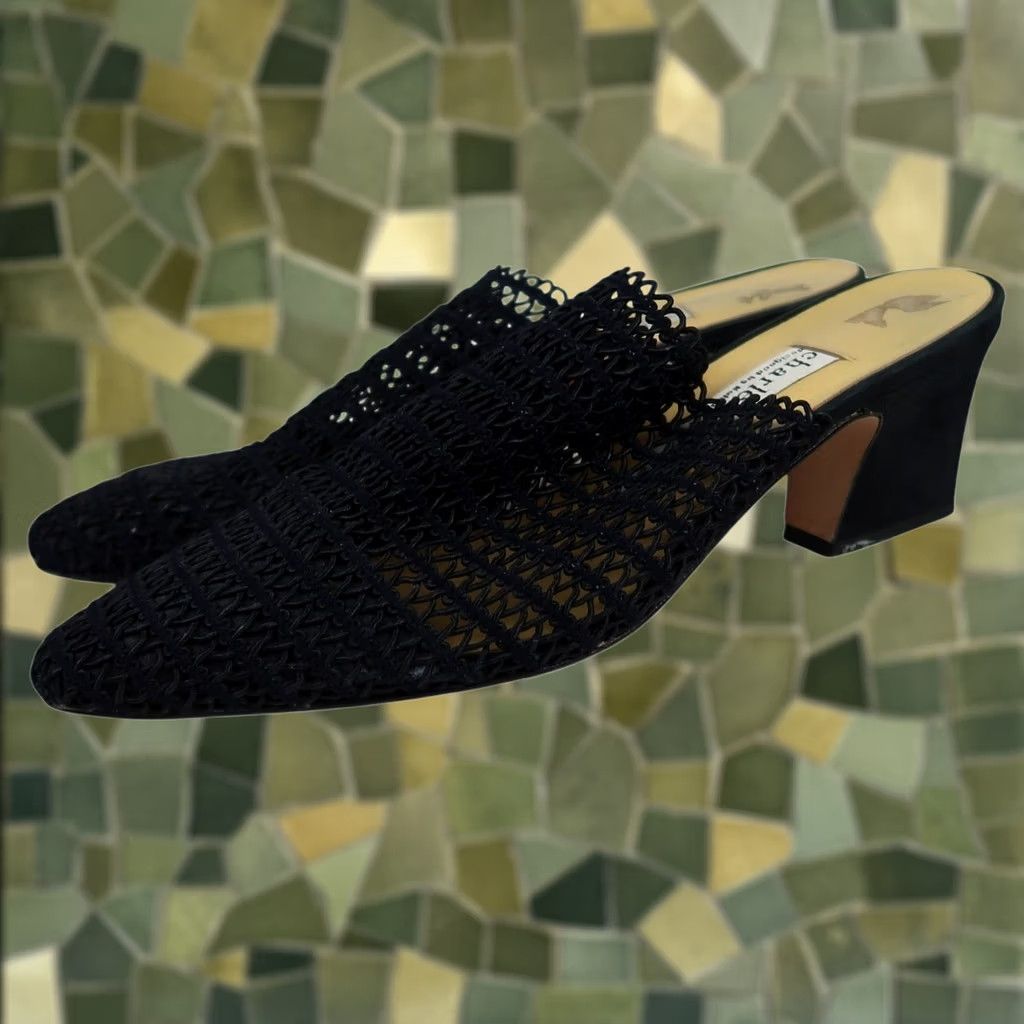 Vintage VINTAGE Charles David Black Woven Block Heel Mules 7 Womens Casual Workwear 90s Bohemian Size US 7 / IT 37 - 1 Thumbnail