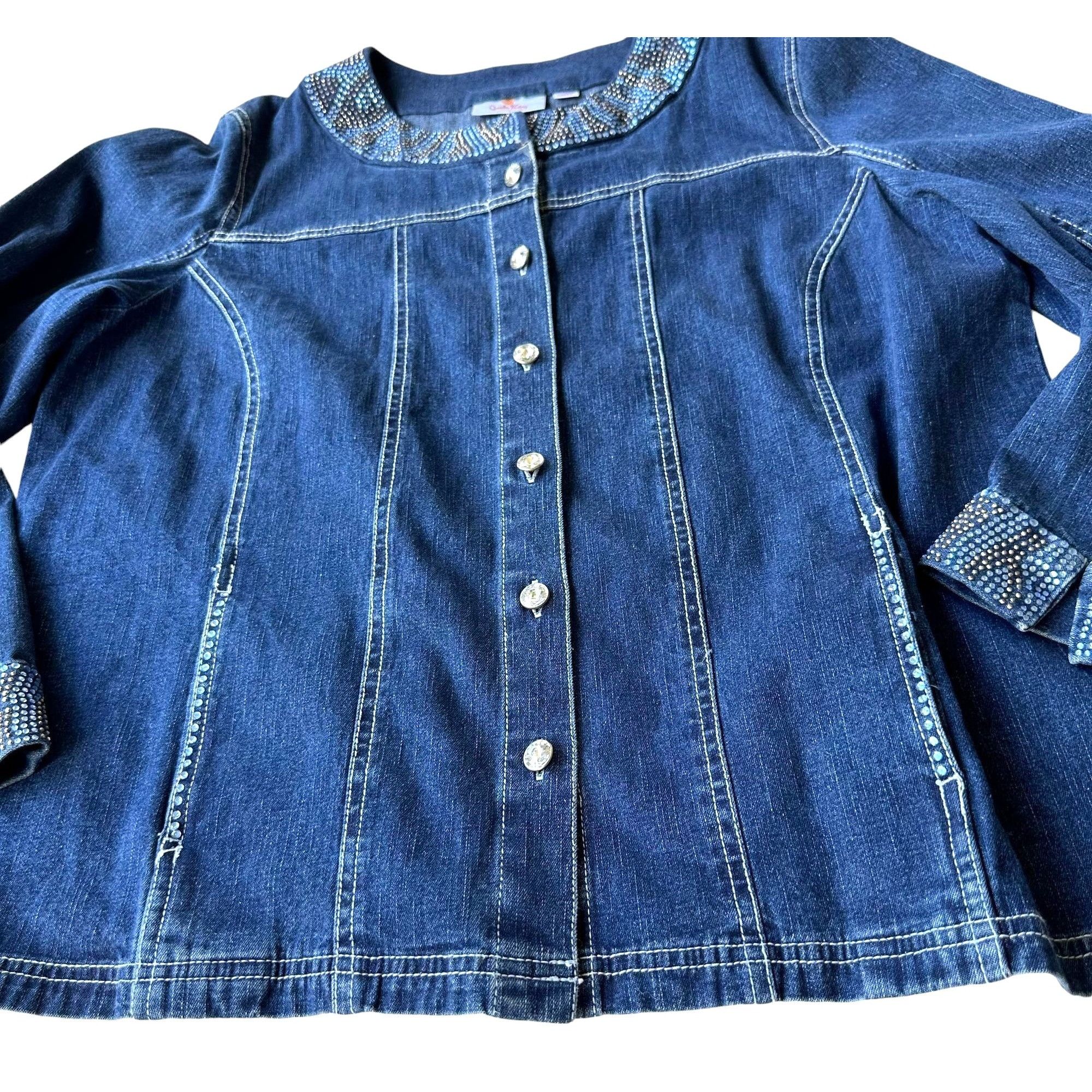 Quacker Factory × Vintage Vintage Quacker Factory Jean Jacket Large Blue Denim Size L / US 10 / IT 46 - 4 Thumbnail