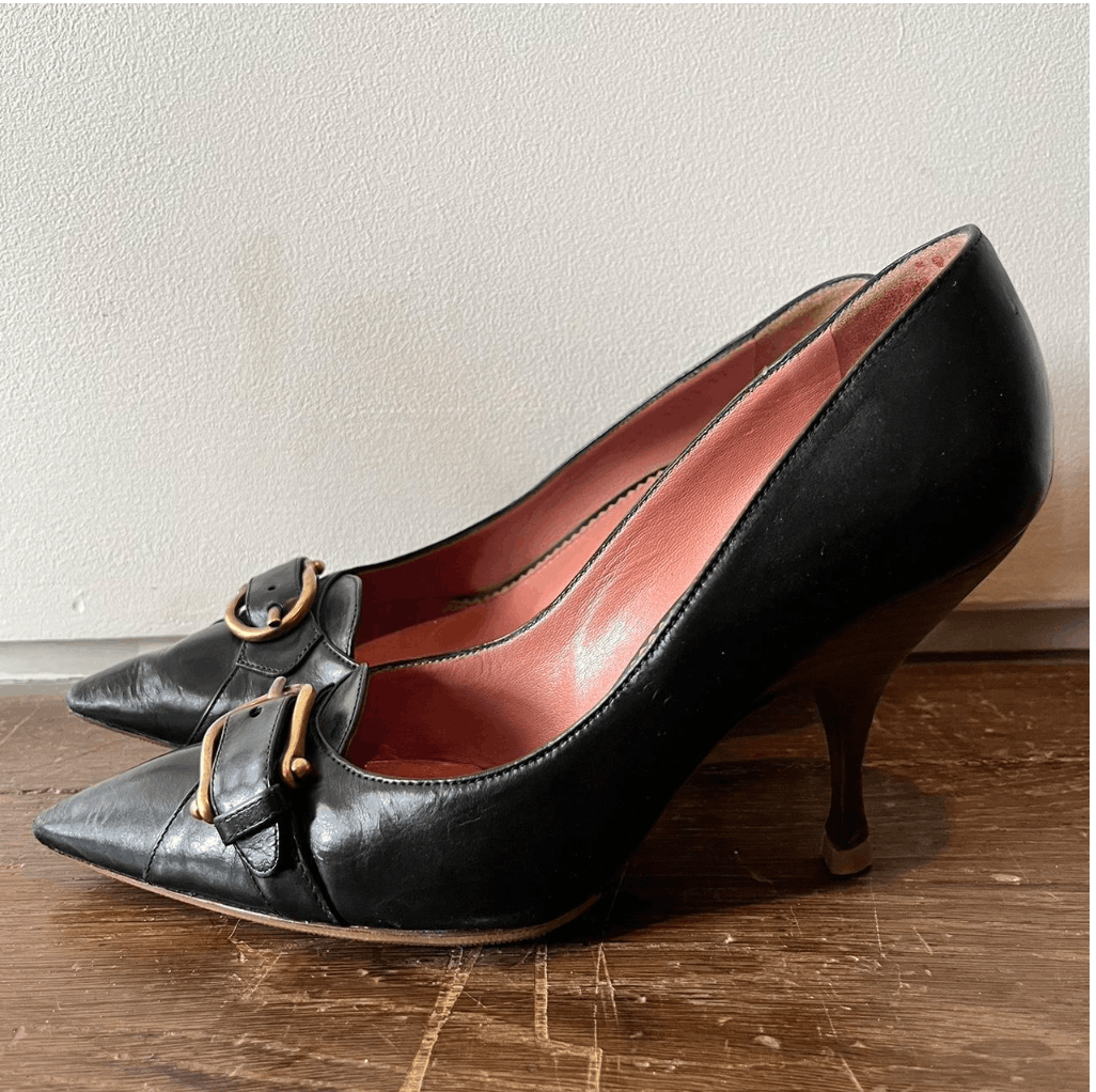 Yves Saint Laurent YSL Buckle Kitten Heel Size US 7 / IT 37 - 4 Thumbnail