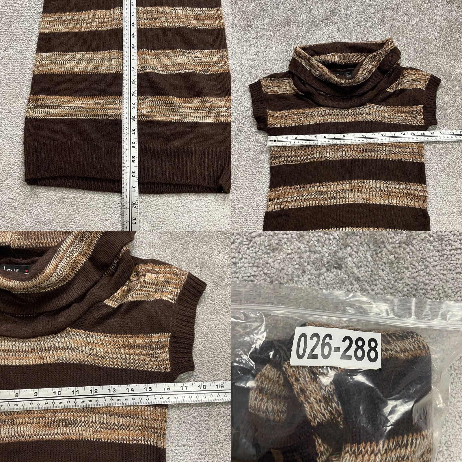 Vintage Love by Chesley Acrylic Sweater Womens L Brown Sleeveless Cowl Neck Knit Top Size L / US 10 / IT 46 - 8 Thumbnail