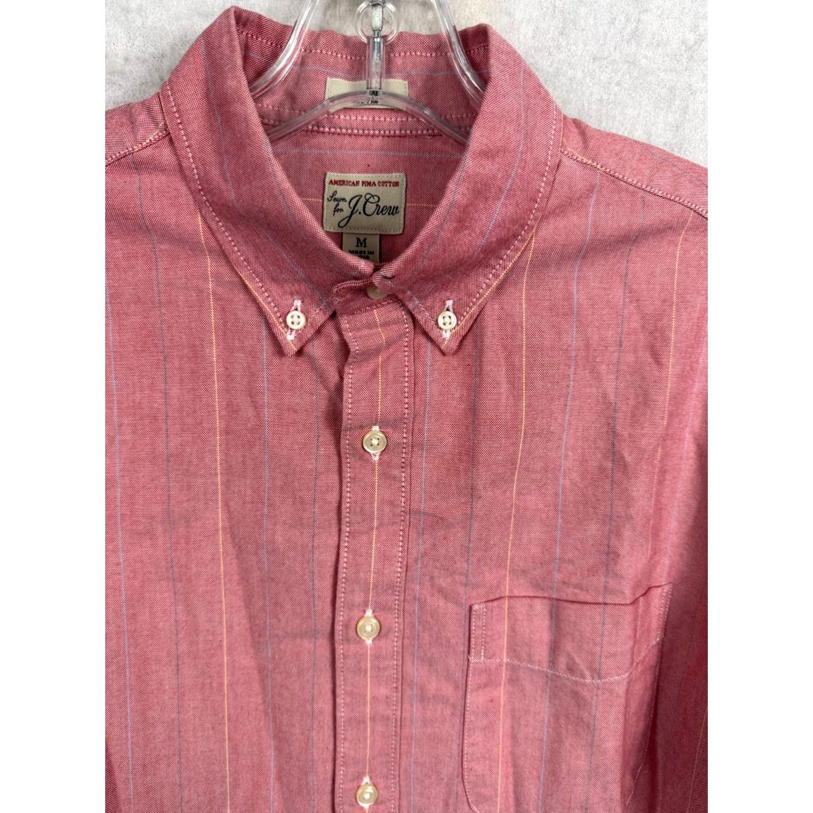 J.Crew J.Crew Slim Fit Button-Down Pink Striped Shirt Mens Medium 100% Pima Cotton Untucked Button-Up Front Pocket Casual Classic Size US M / EU 48-50 / 2 - 2 Thumbnail