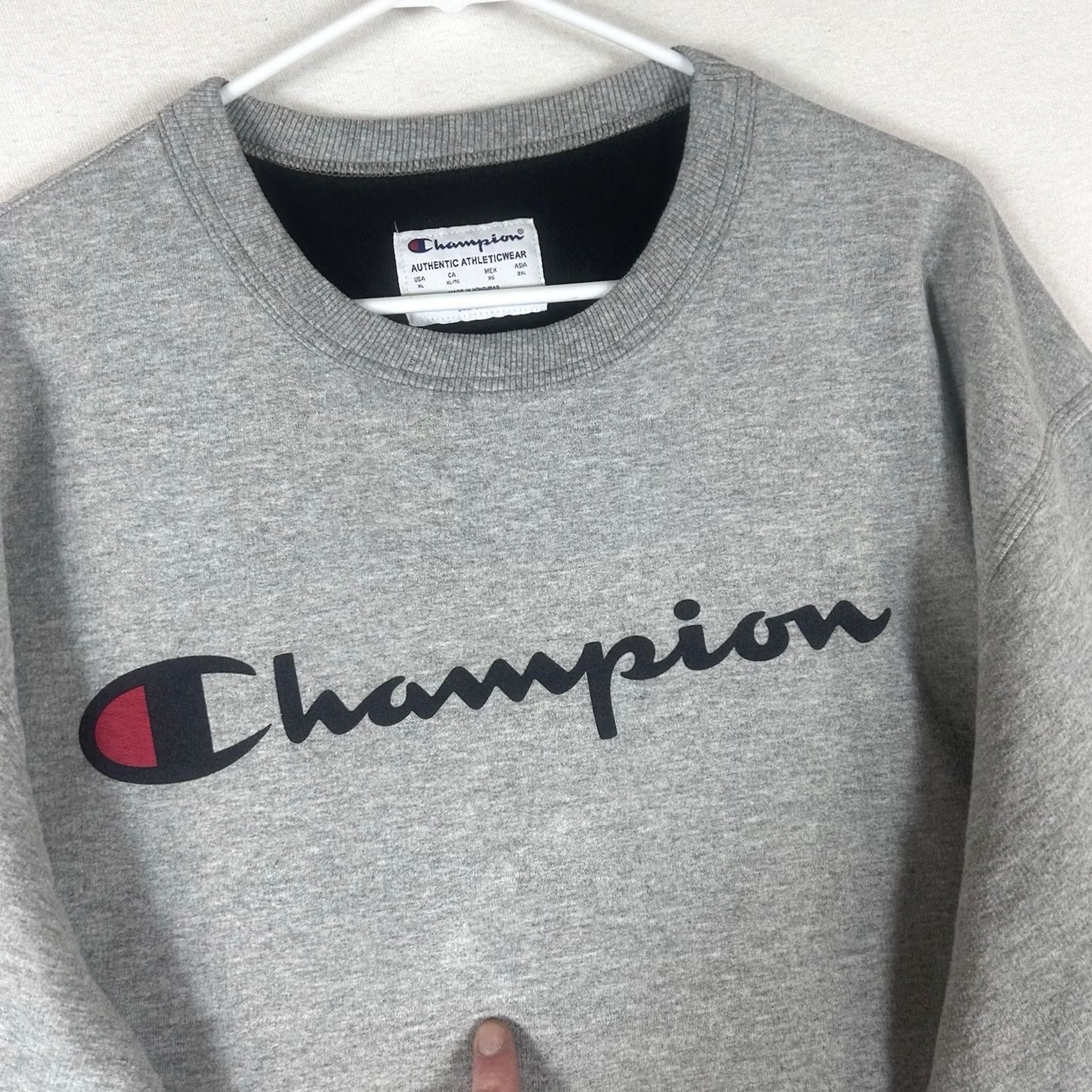 Champion Champion Shirt Mens XL Gray Authentic Athleticwear Sweatshirt Crewneck Classic Big Logo Size US XL / EU 56 / 4 - 4 Thumbnail