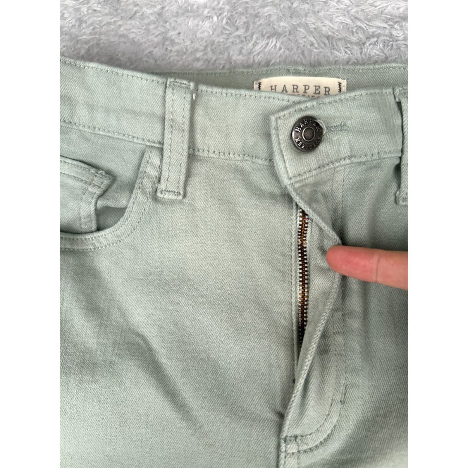 Vintage Harper Heritage Jeans Womens 30 Green High Rise Flared Cotton Denim 30x27 Regular Rise Zone 5-Pocket Size 30" / US 8 / IT 44 - 5 Thumbnail
