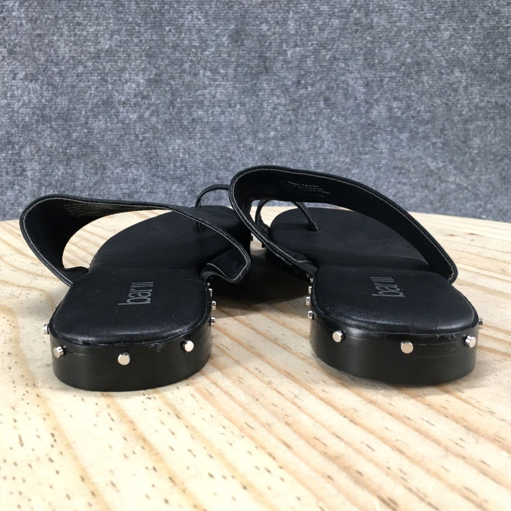Bar III Bar III Sandals Women 6.5M Hattie Thong Black Faux Leather Studded Casual NEW Size US 7 / IT 37 - 5 Thumbnail