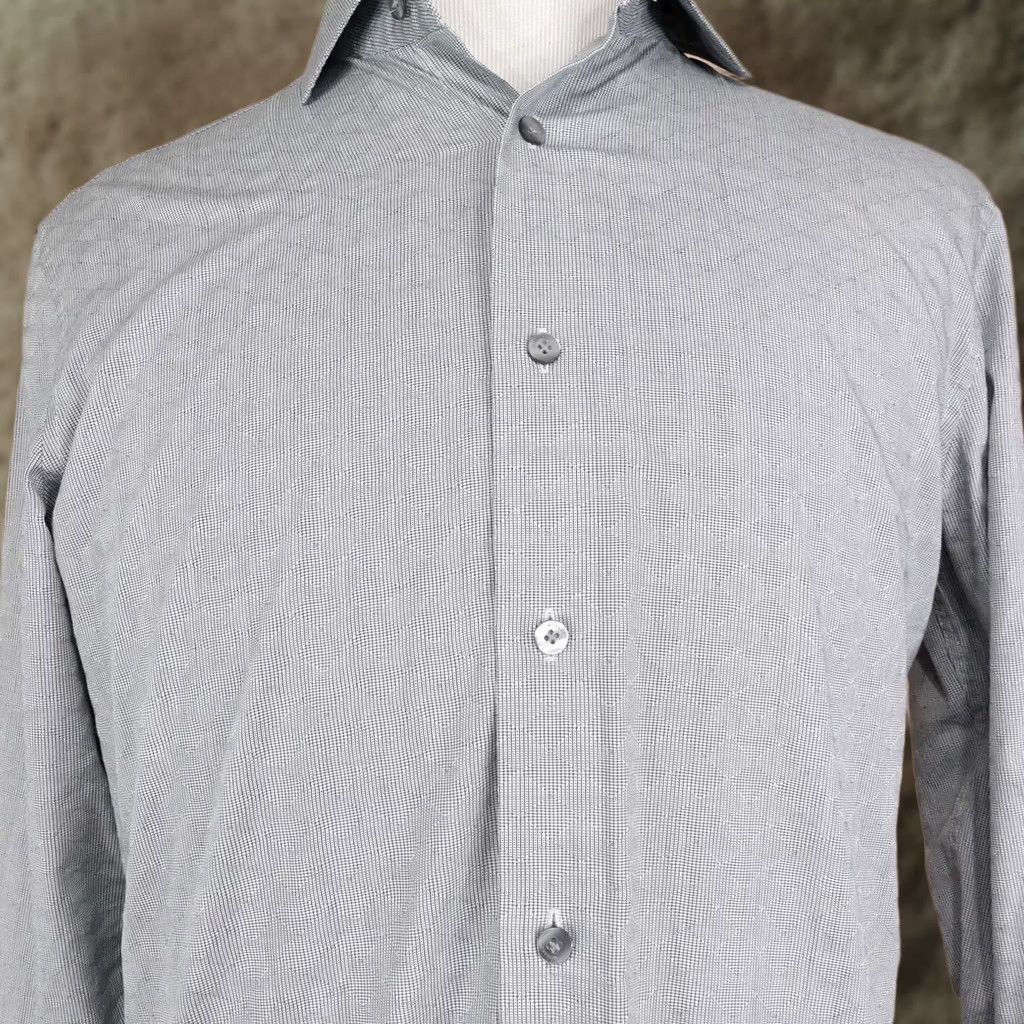 Murano Murano Shirt Mens M Gray Check Long Sleeve Button-Up Regular Fit Size US M / EU 48-50 / 2 - 1 Thumbnail
