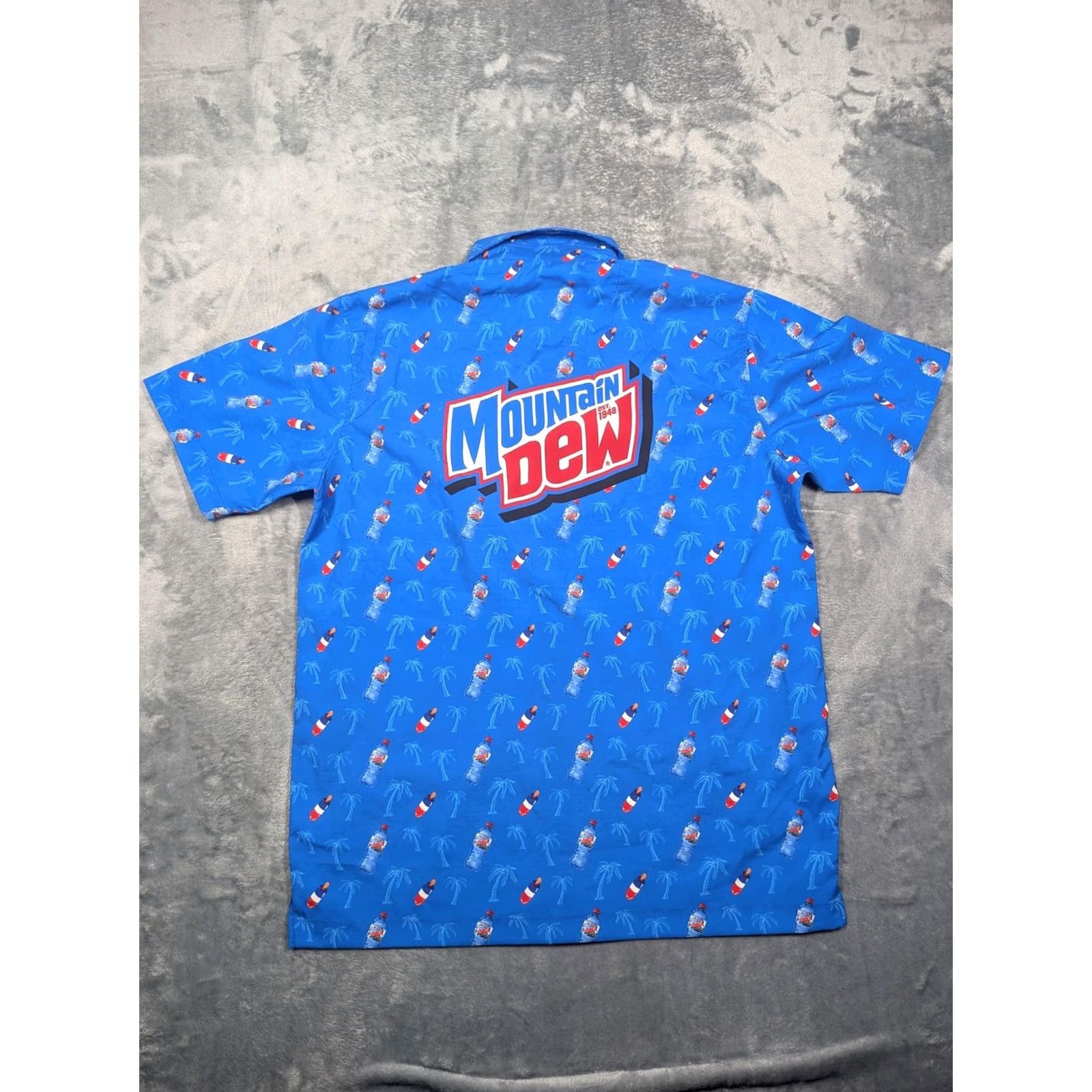 Vintage Mountain Dew Shirt Mens Small Blue Button Up Palm Tree Allover Print Graphic Print Vintage No Size US S / EU 44-46 / 1 - 2 Thumbnail