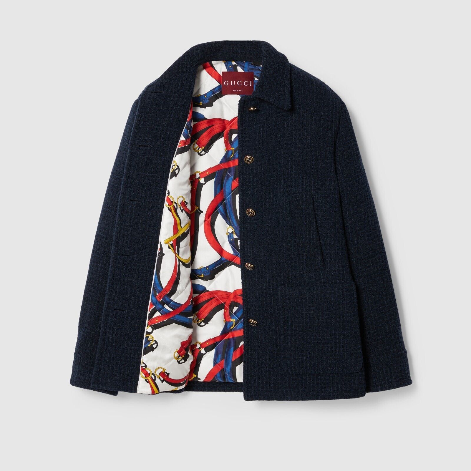 Gucci GUCCI Checked Boucle Dark Blue Coat $3980 Authentic Size M / US 6-8 / IT 42-44 - 2 Thumbnail