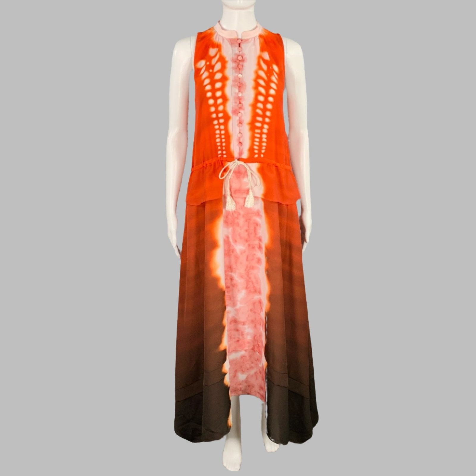 Altuzarra Penelope Orange Brown Tie Dye Sleeveless Asymmetrical Dress Size XS / US 0-2 / IT 36-38 - 1 Thumbnail