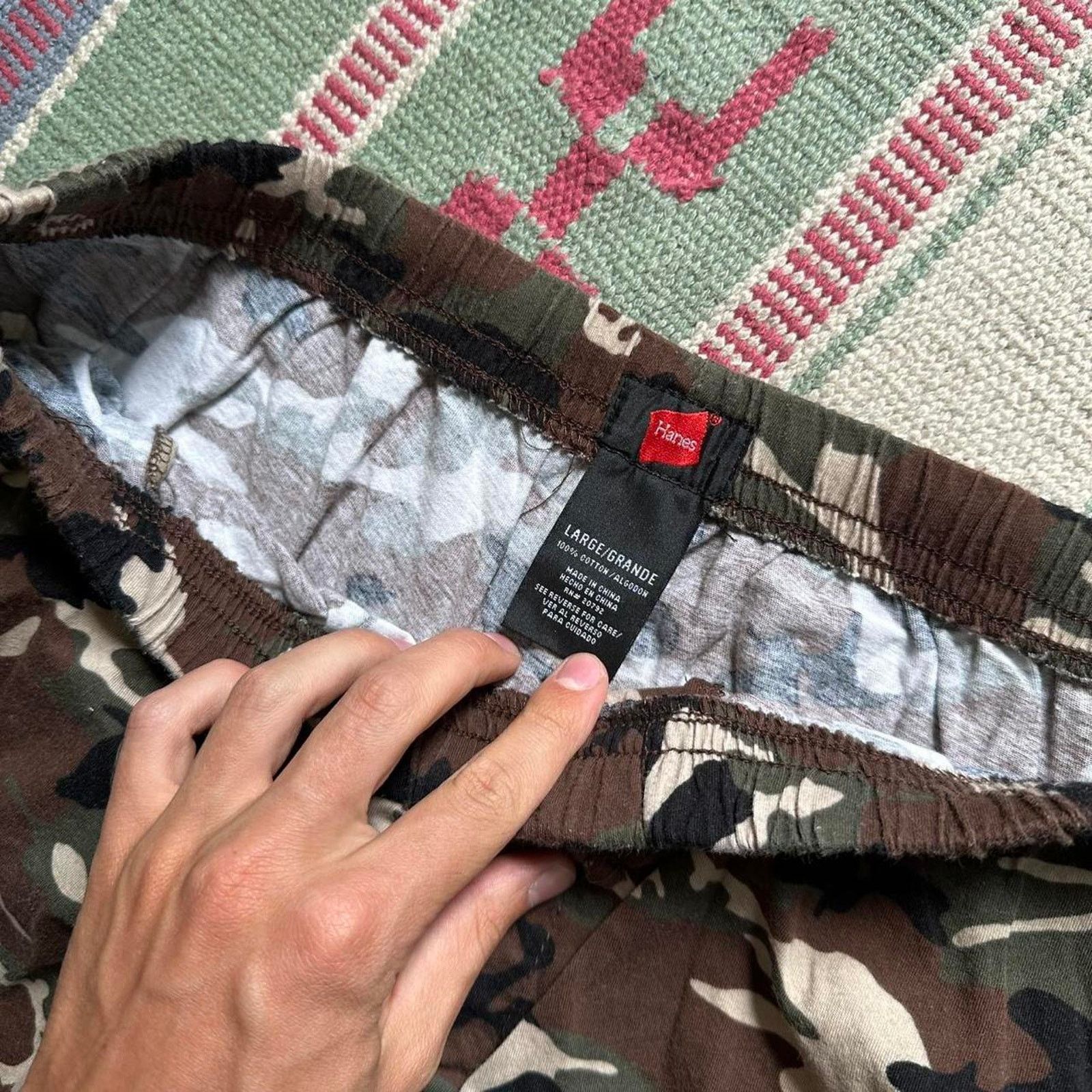 Hanes Vintage 2000s Hanes Camo Baggy PJ Pajama Pants Sweatpants Size US 34 / EU 50 - 7 Thumbnail