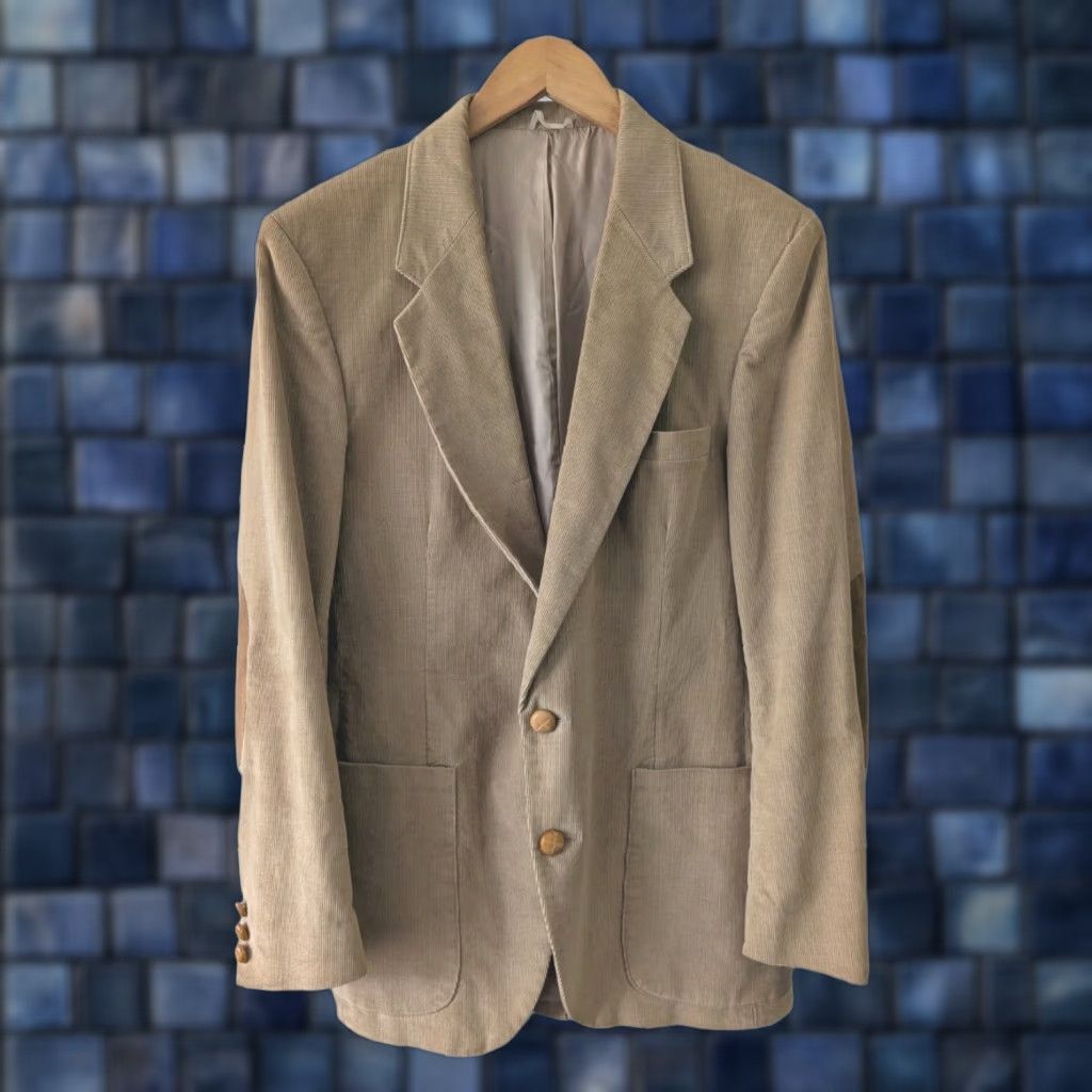 Farah Farah E Joven Blazer / Sports Coat Tan Corduroy Men 40R Classic 2 Button Pockets Elbow Patch Vintage Jacket Size 40R - 1 Thumbnail