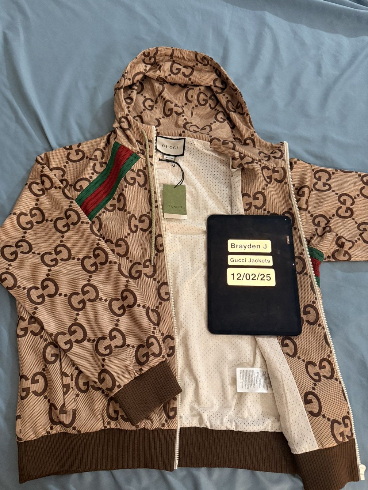 Gucci Gucci Beige GG Monogram Zip-Up Hoodie – Size M – Brand New Size US M / EU 48-50 / 2 - 7 Thumbnail