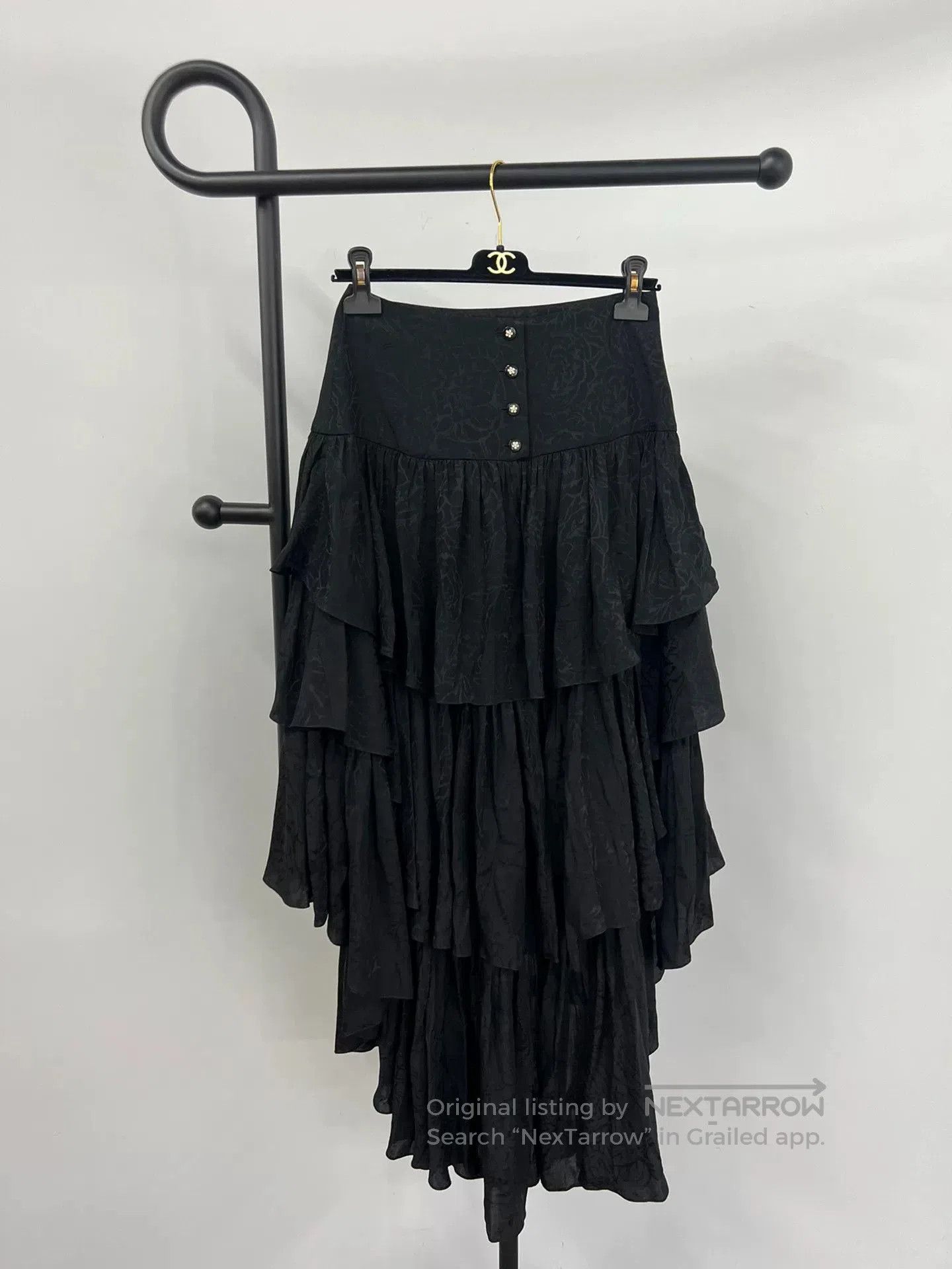 Chanel Chanel Black Silk CC Tiered Skirt. Size US 38 / EU 54 - 1 Thumbnail