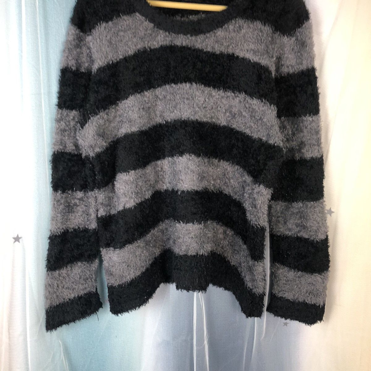 Homespun Knitwear × Japanese Brand × OVER THE STRiPES Over The Stripes Shaggy Striped Mohair Sweater #883 Size M / US 6-8 / IT 42-44 - 3 Thumbnail
