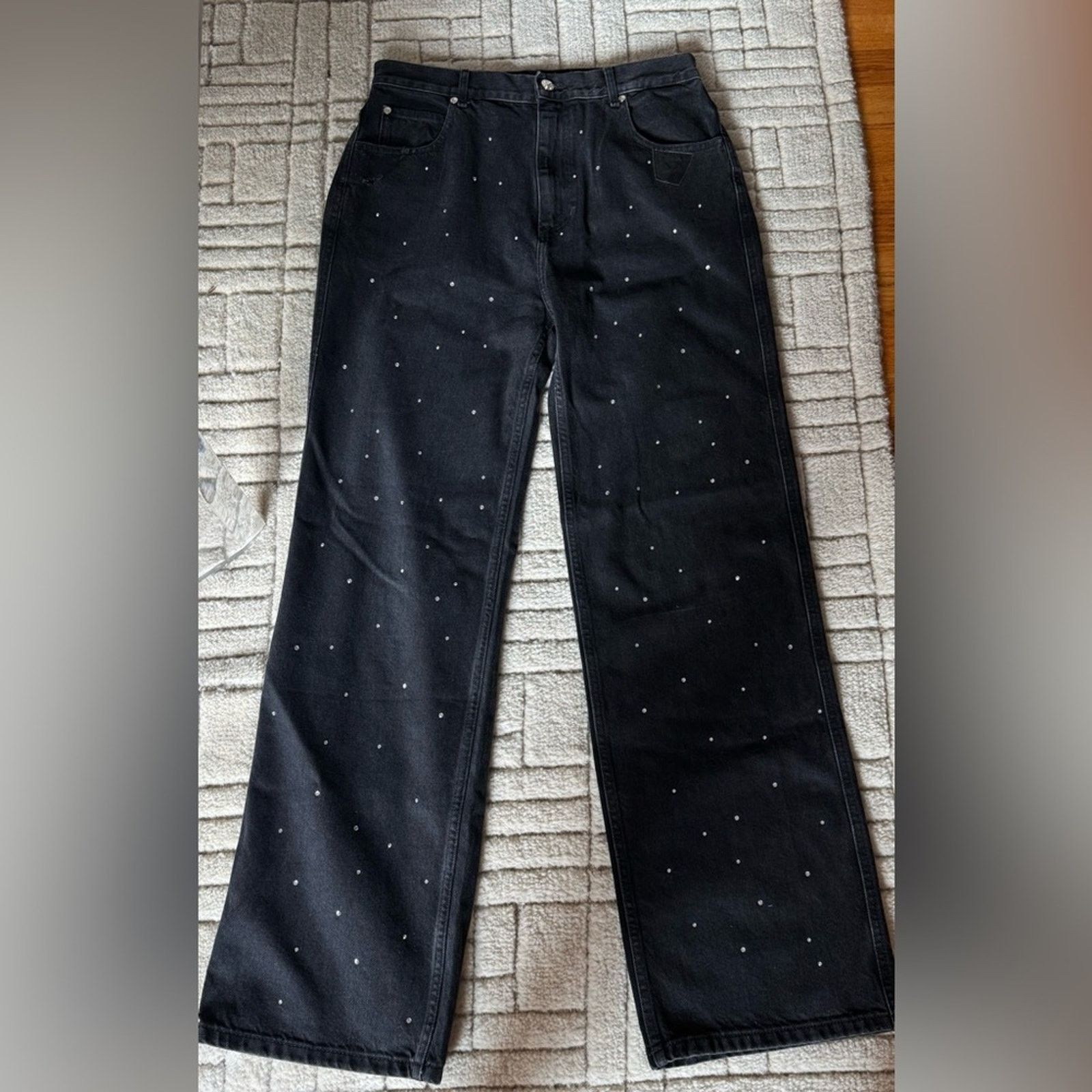 Sandro Sandro Women’s Rhinestone Black Jeans Size 42" / US 20 - 3 Thumbnail