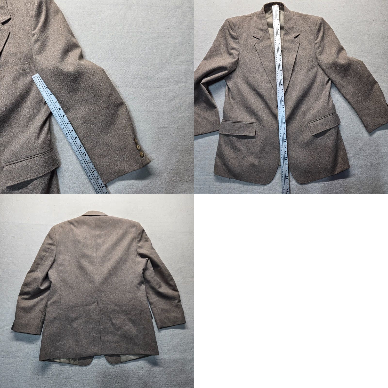 Vintage Oakton Perma-Rest Gray Blazer Jacket Adult Men 44R Size 44 Polyester Solid Button Pockets Casual Workwear Formal Coat Size 44R - 8 Thumbnail