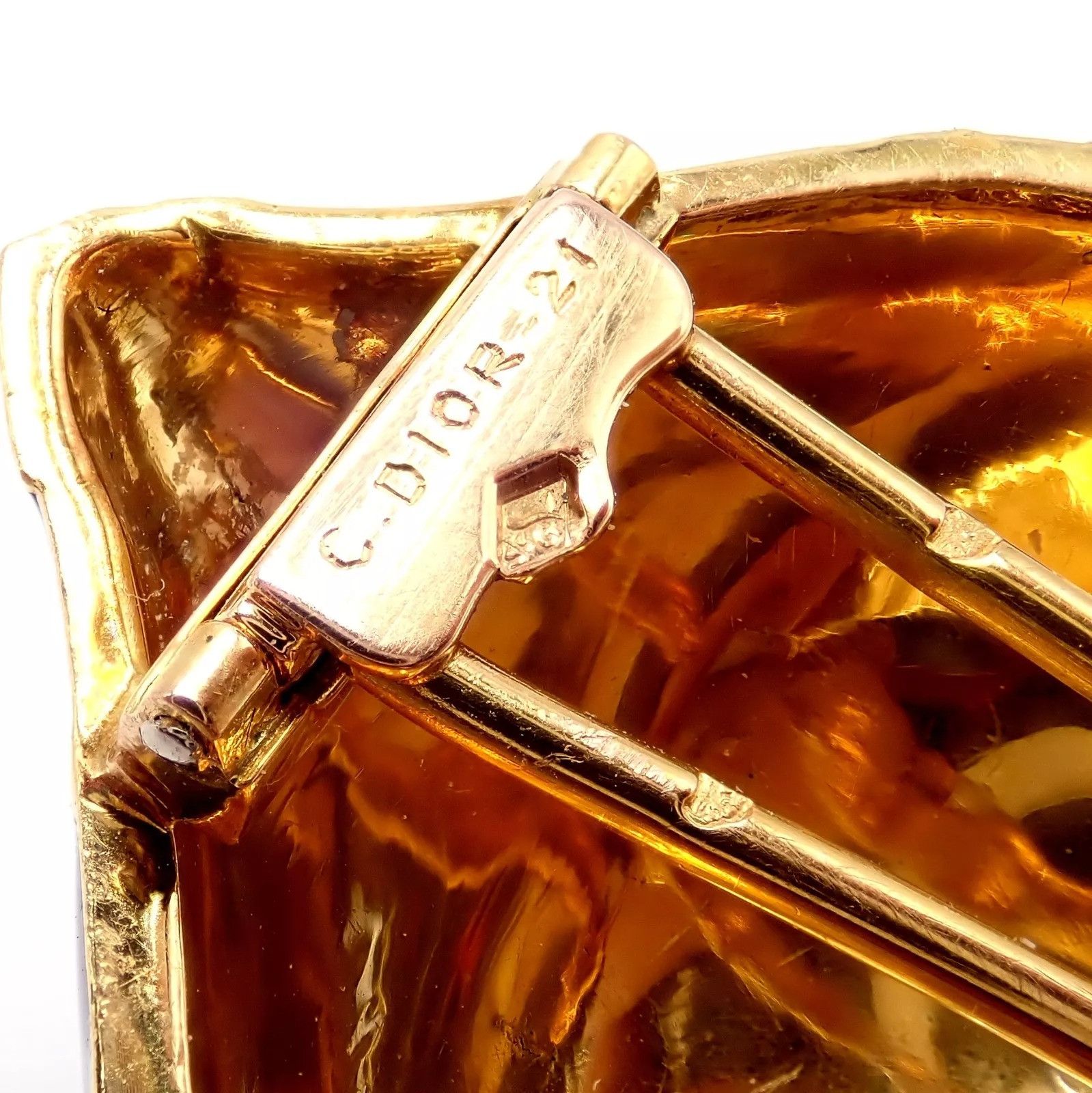 Dior Dior 18k Yellow Gold Diamond Enamel Jules Verne Pin Brooch Size ONE SIZE - 5 Thumbnail