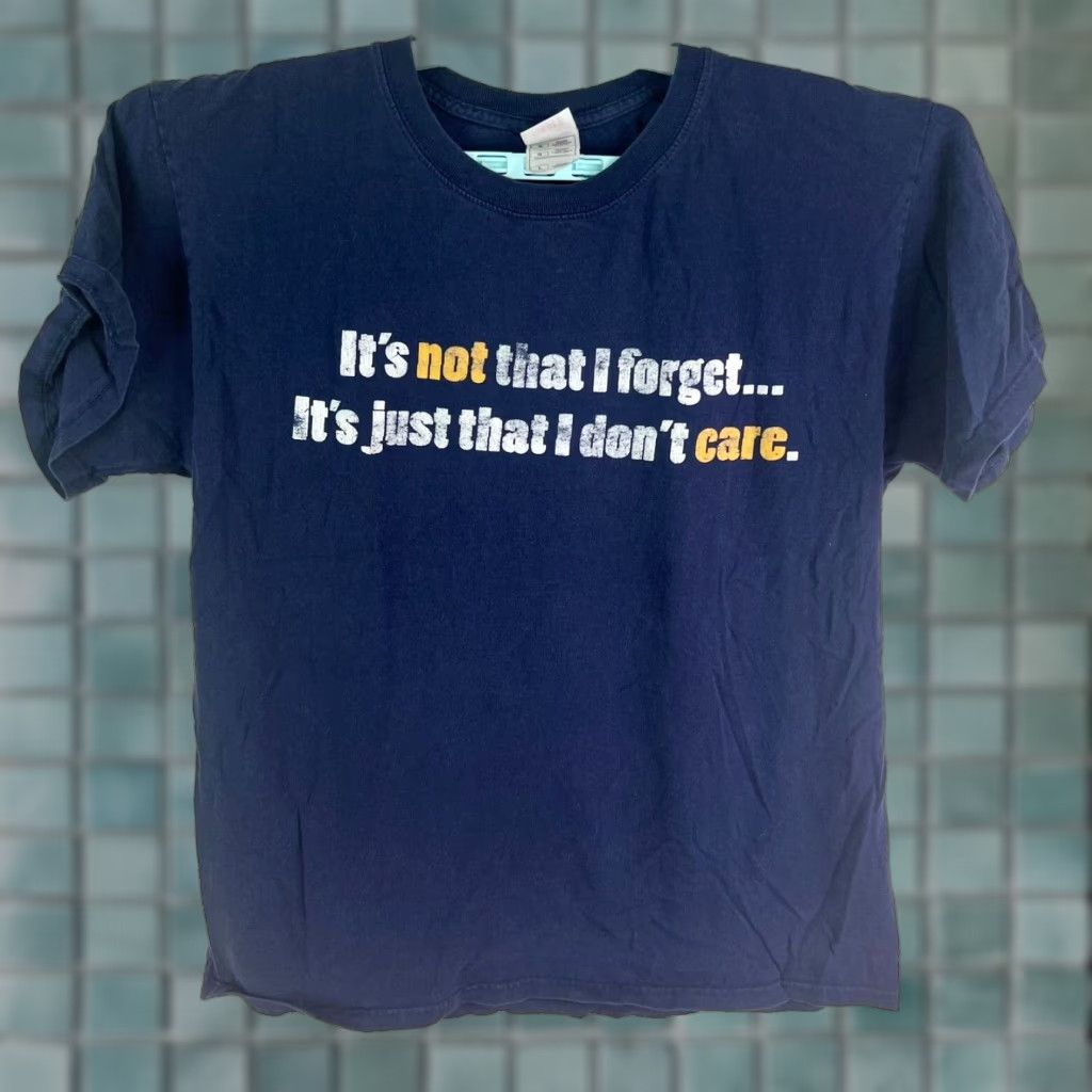 Fruit Of The Loom Forget - Don't Care T-Shirt Unisex Adults L Blue Size US L / EU 52-54 / 3 - 1 Thumbnail