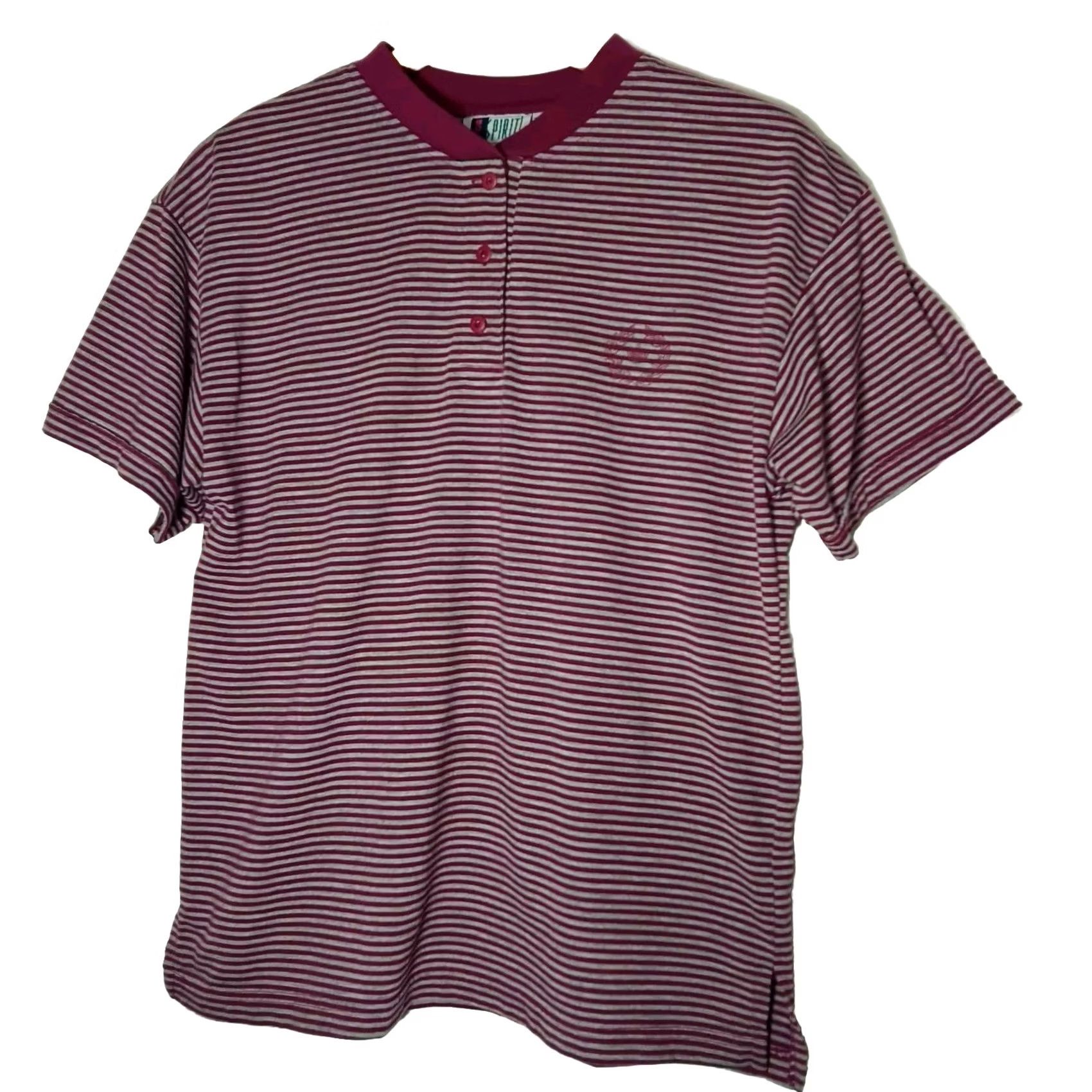 Vintage Bold Spirit Shirt Retro Stripe Vintage Grunge Pink Gray Womens Casual S 3 Button Crew Neck Size S / US 4 / IT 40 - 2 Thumbnail