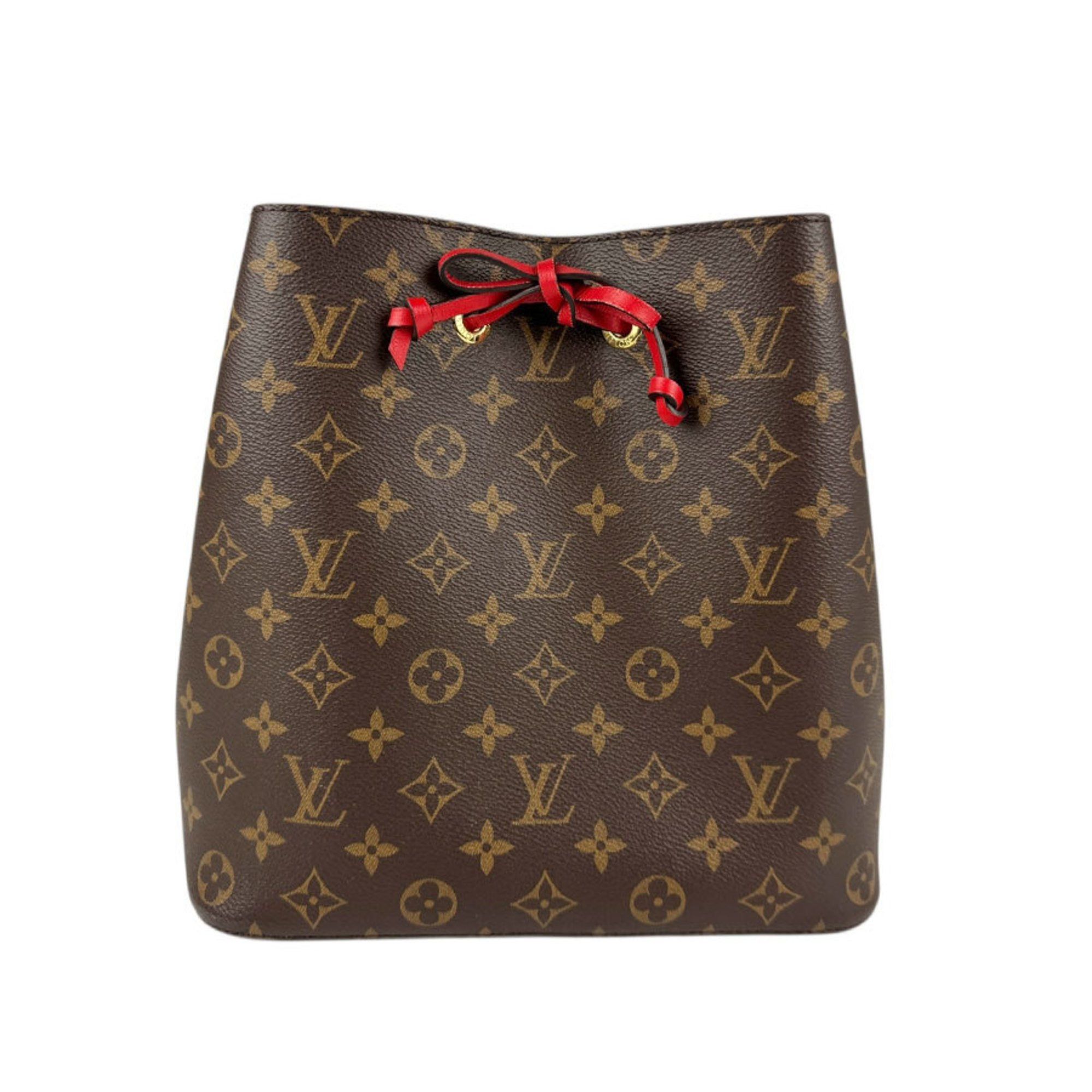 Louis Vuitton Shoulder Bag Monogram Neonoe Mm Canvas Brown Red Gold Women's M44021 Z5041
