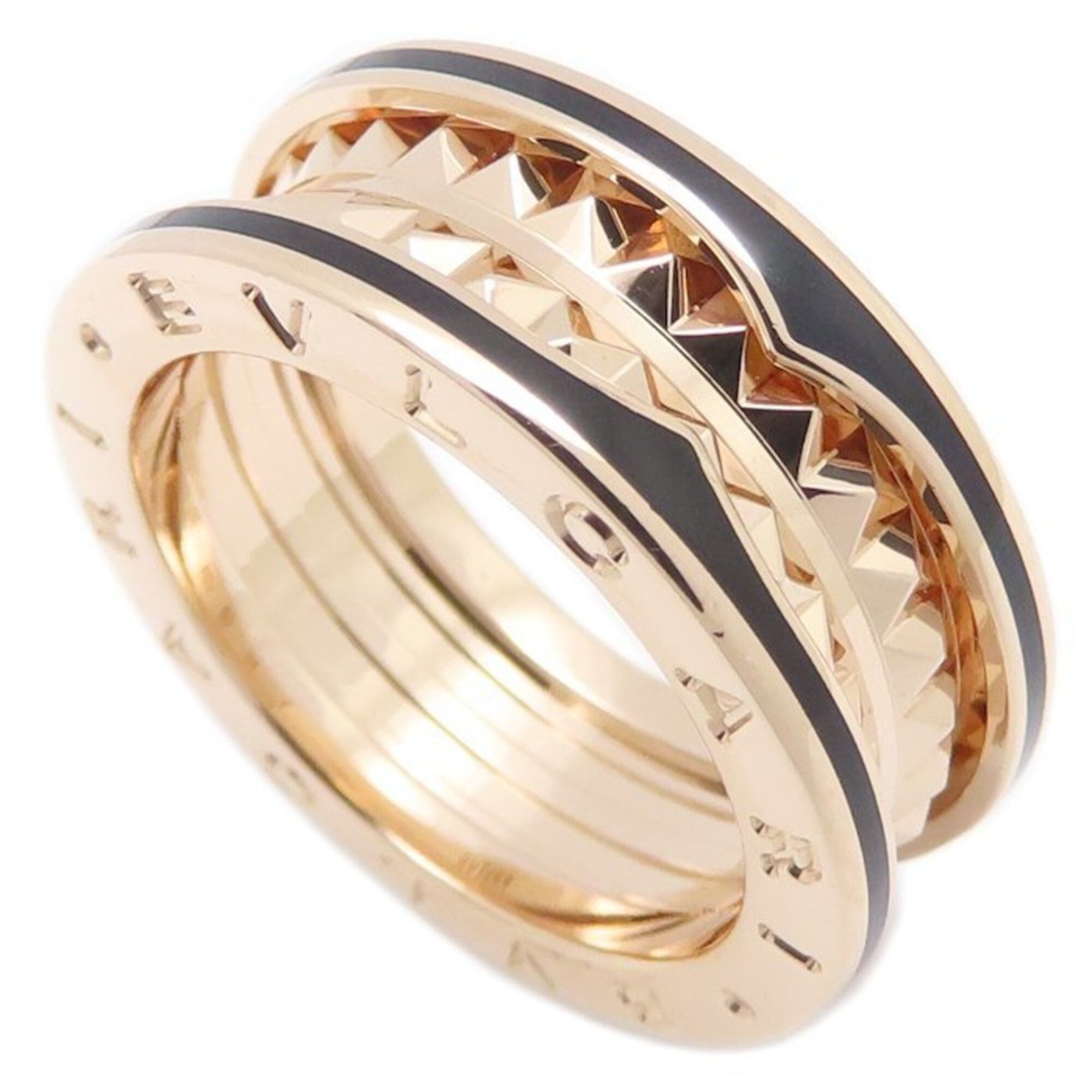 Bvlgari BVLGARI B.zero1 Rock Ring, 2-band, #55, 18KPG x Black Ceramic, Women's, 358015 295452 Size ONE SIZE - 1 Thumbnail