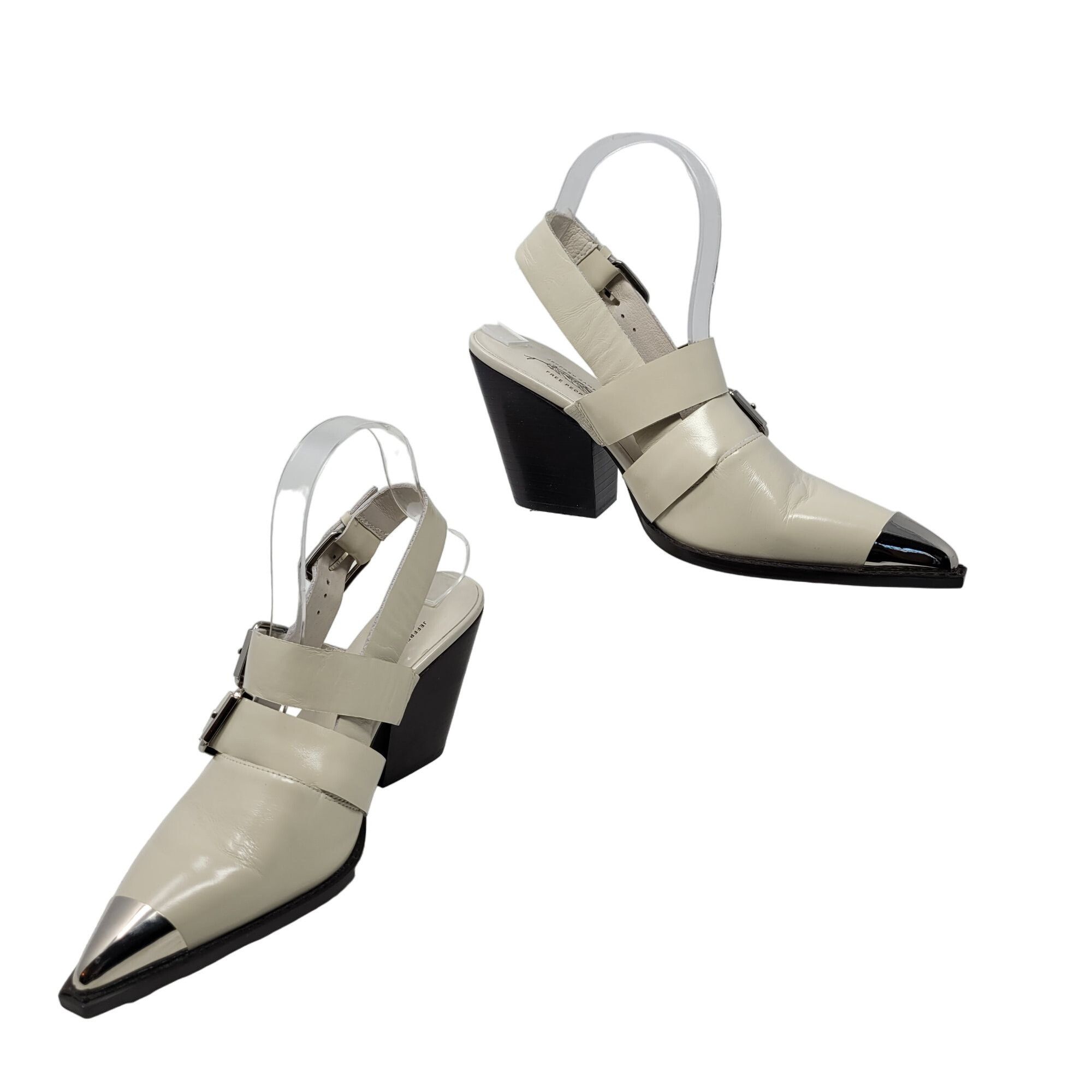 image of Free People x Jeffrey Campbell Harley Slingback Strappy Sandal 8 Cream, Women's