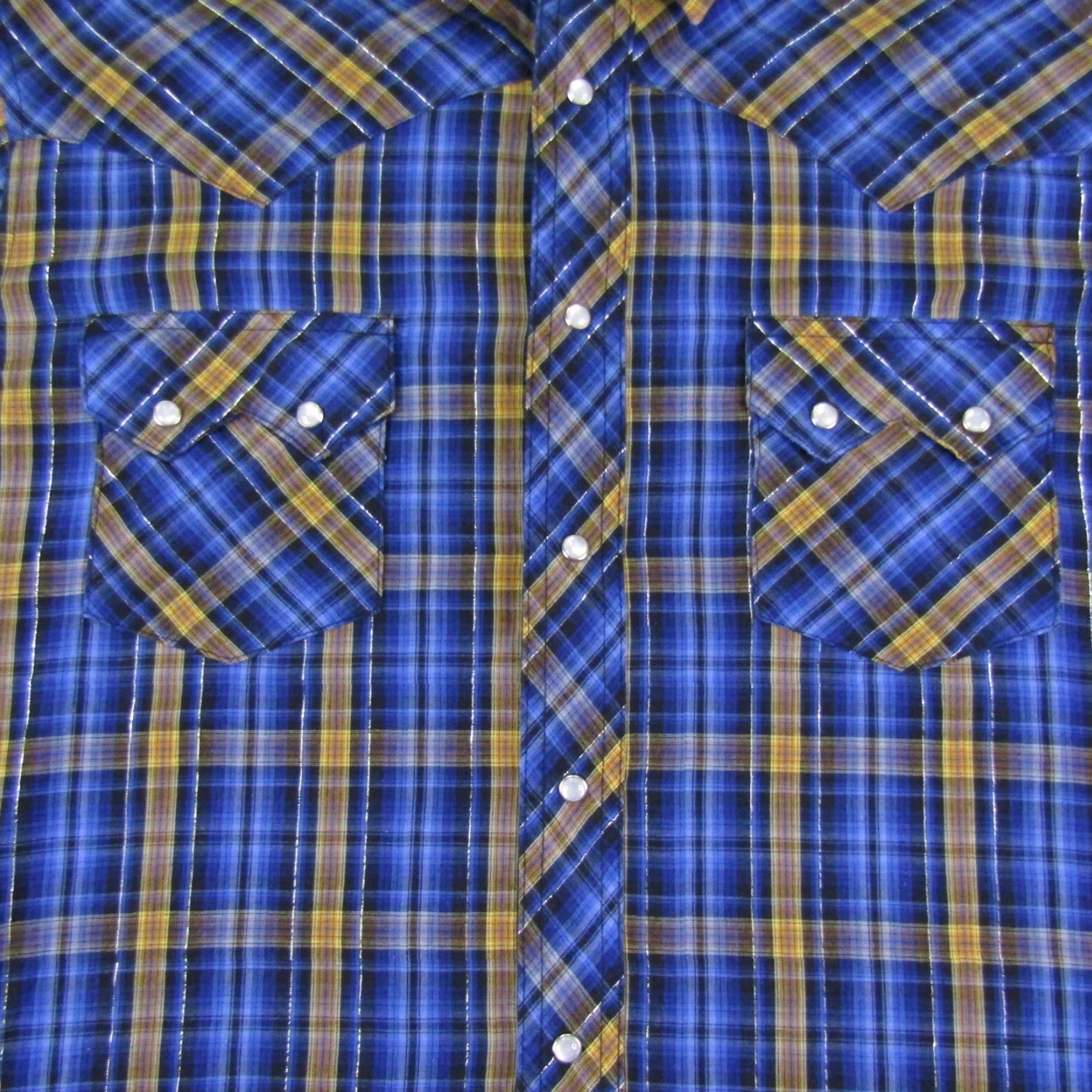 Wrangler VINTAGE Wrangler Western Shirt Mens XL Blue Plaid Pearl Snap Rodeo Sawtooth Country Size US L / EU 52-54 / 3 - 3 Thumbnail
