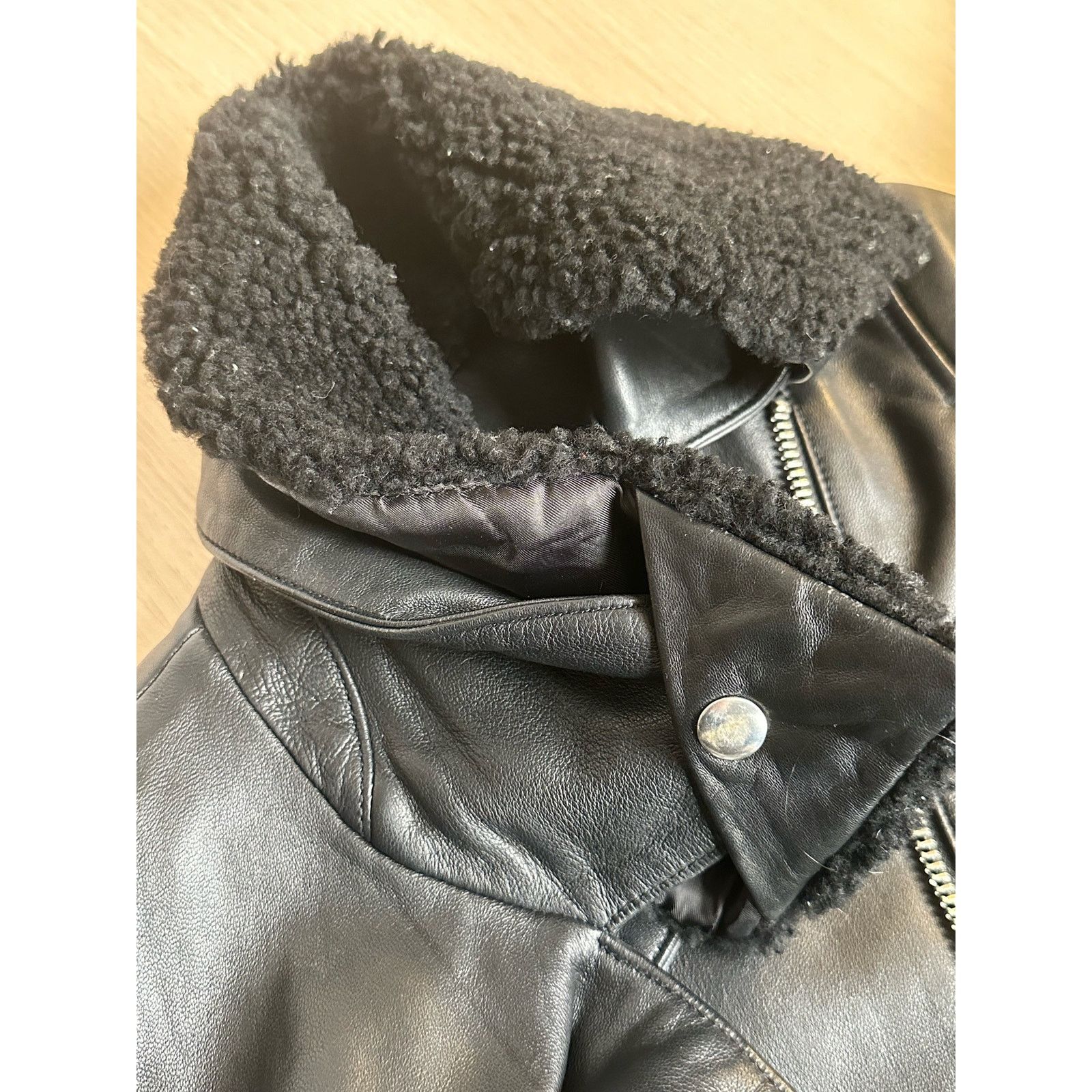 Other Vintage Black Leather Moto Jacket w/ Collar - Size 0 - MINT Size XS / US 0-2 / IT 36-38 - 8 Thumbnail
