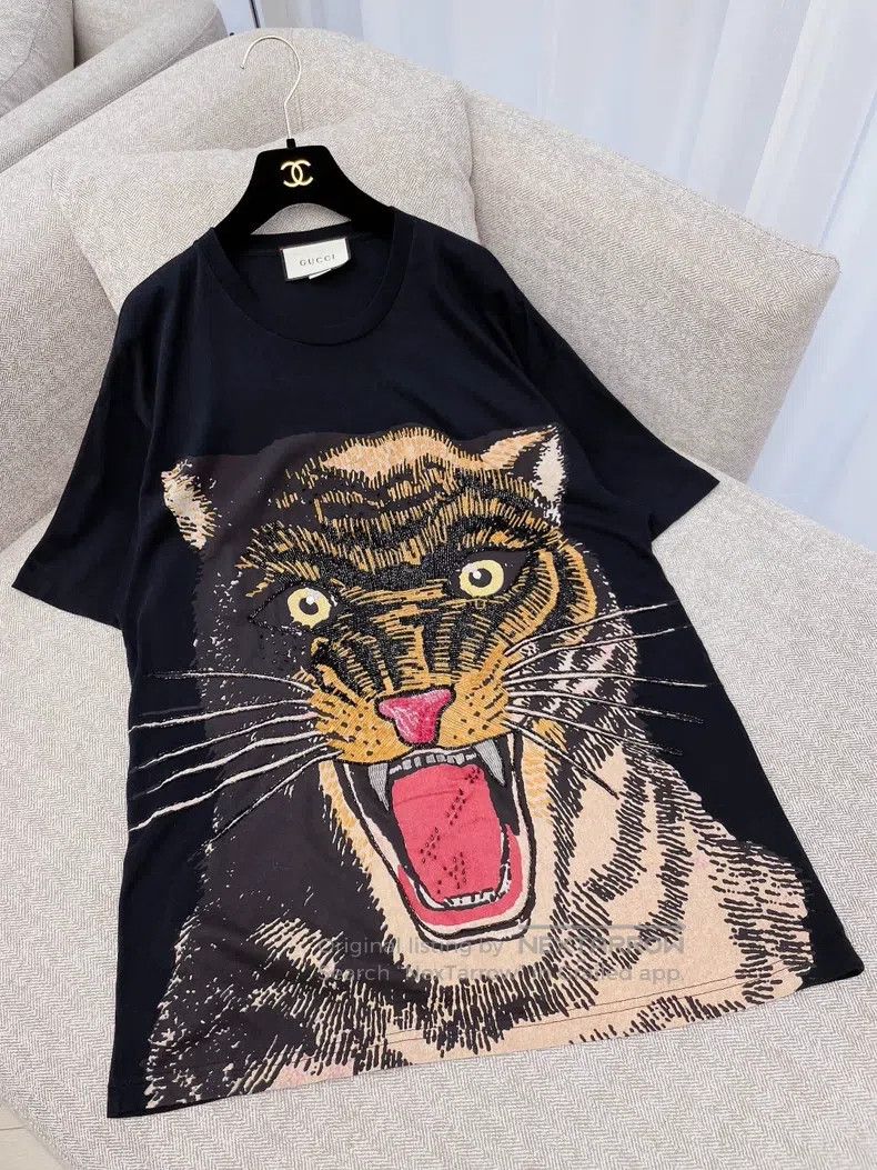 Gucci Gucci Pearl-embroidered sequined tiger head T-shirt Size M / US 6-8 / IT 42-44 - 2 Thumbnail