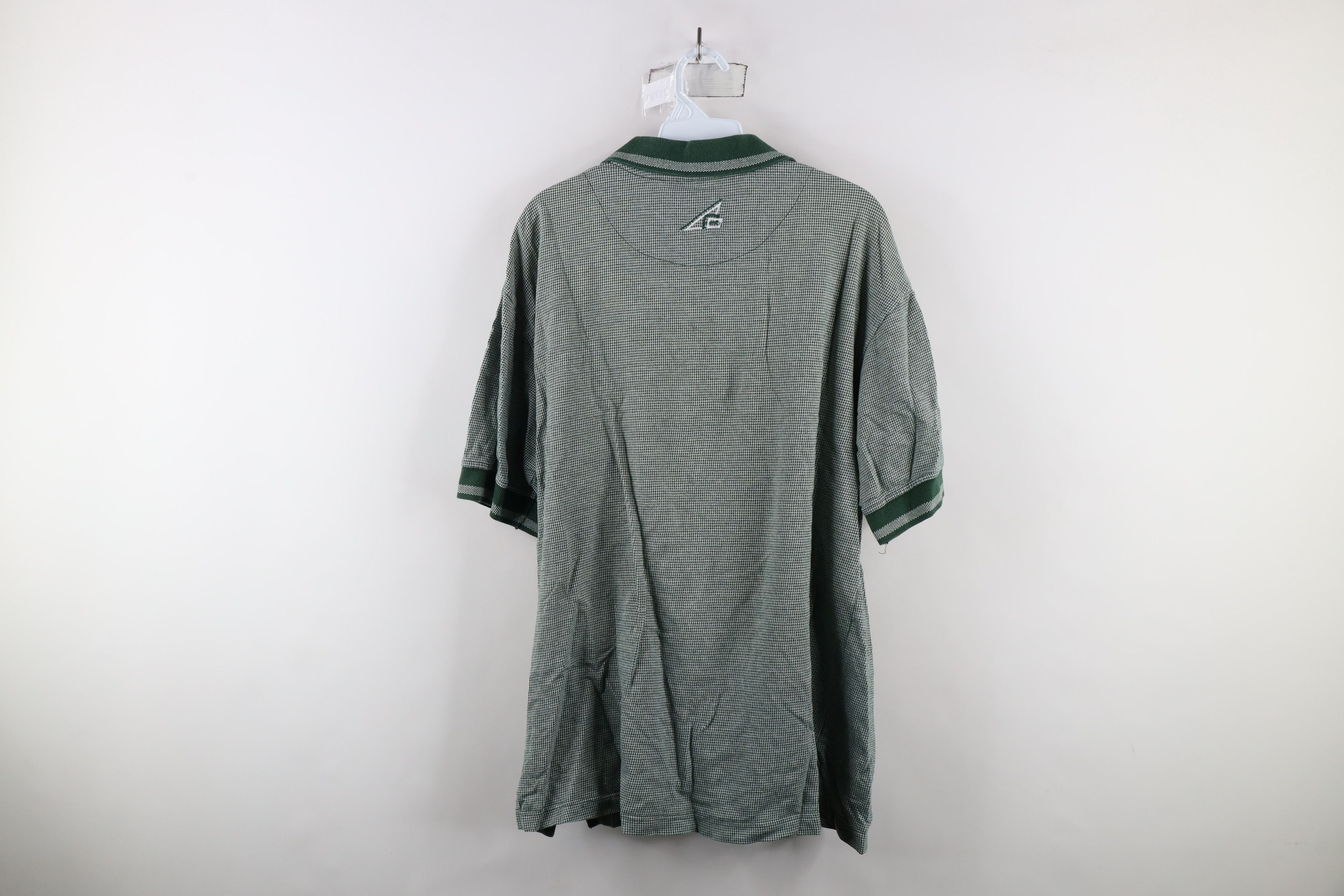 Vintage Vintage 90s Streetwear Houndstooth Collared Polo Shirt Green Size US L / EU 52-54 / 3 - 8 Thumbnail